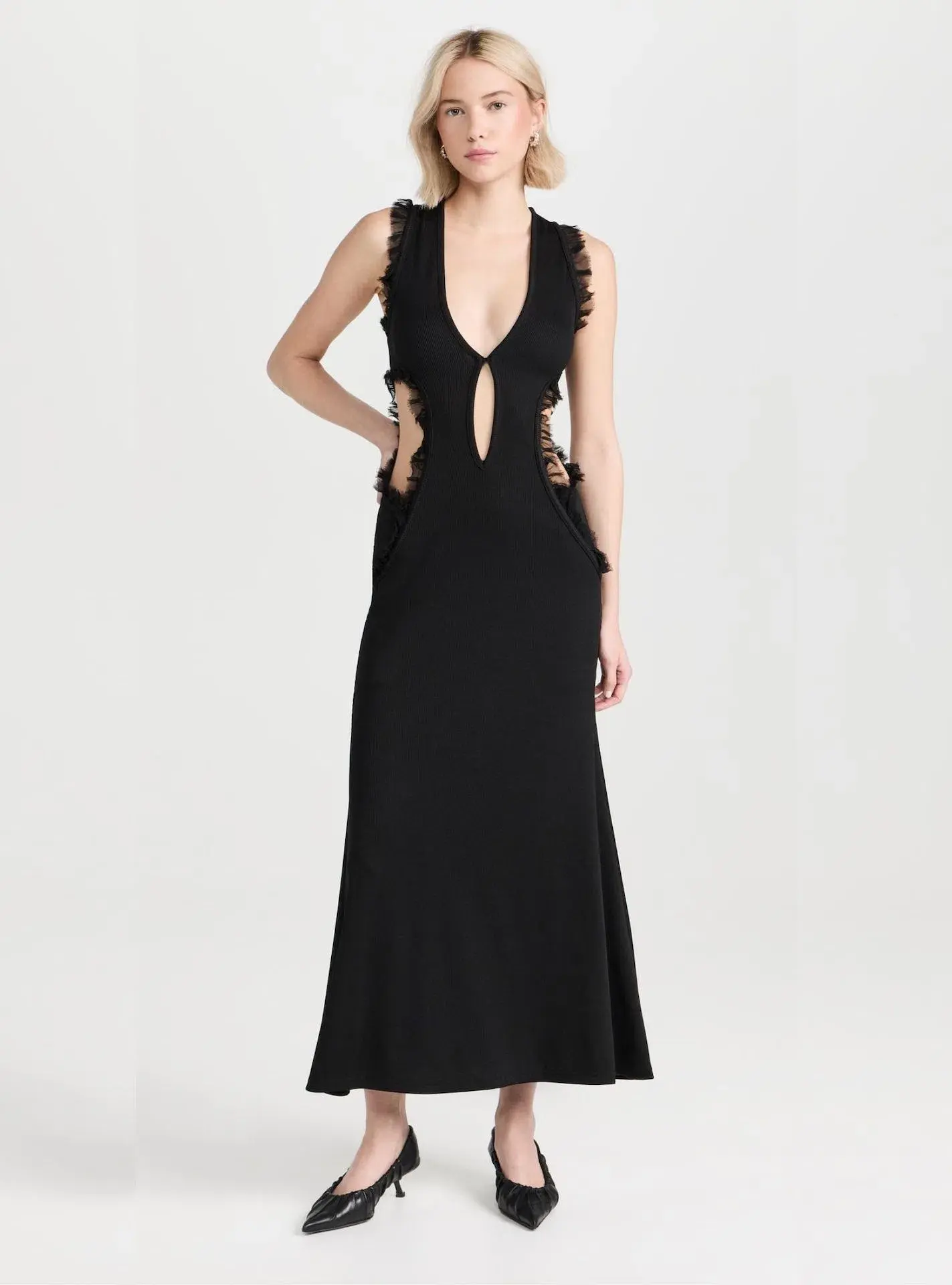 Christopher Esber Carina Plunge Dress Black Size 10 - Image 1
