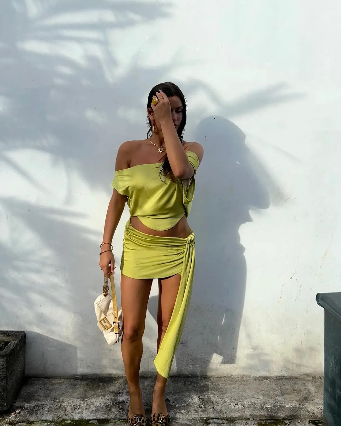 Asta Resort Chloe Top and Mini Skirt Set Chartreuse Size 6 - Image 8