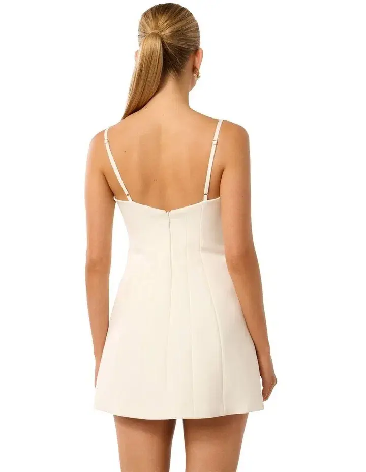 Forever New Hayley Bow Front Mini Dress Porcelain Size AUS 10 - Image 3