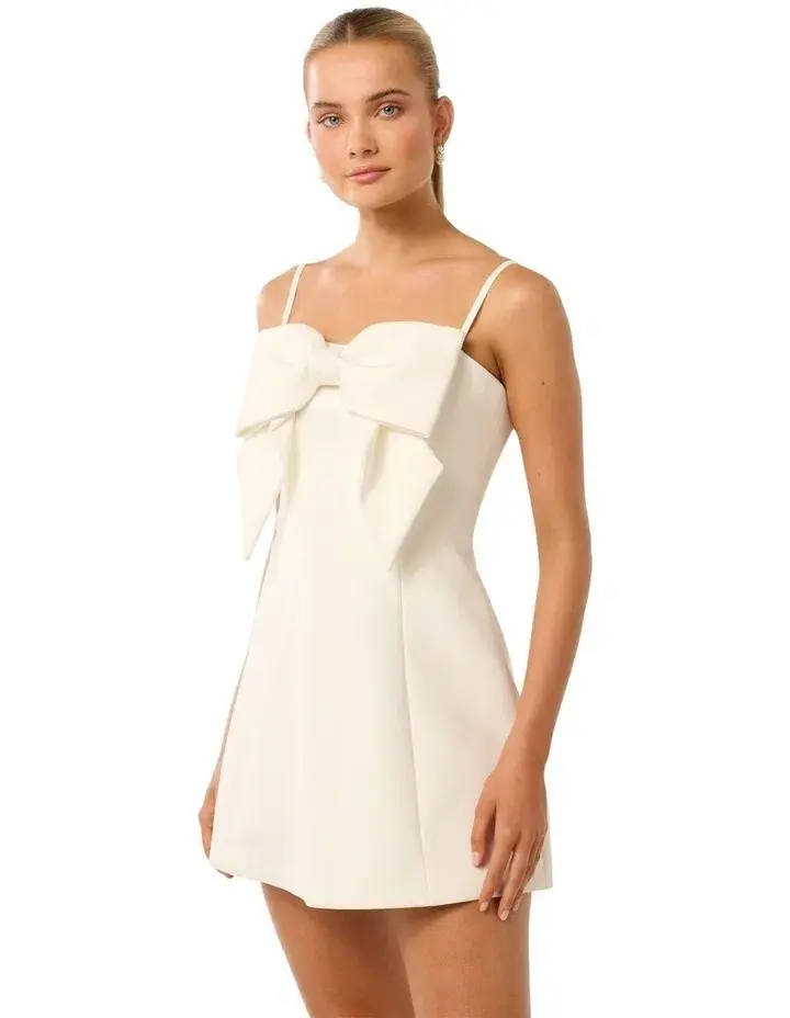 Forever New Hayley Bow Front Mini Dress Porcelain Size AUS 10 - Image 5