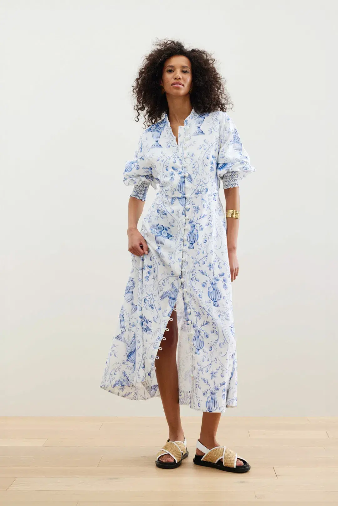 Binny La Casa Azul Midi Dress Blue Print Size 8 - Image 1