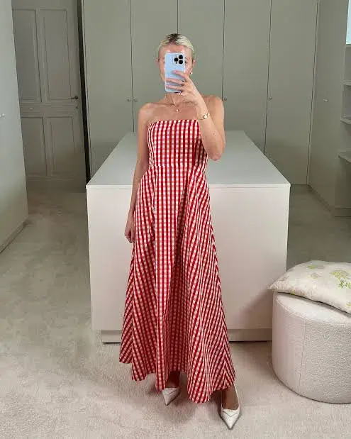 Bernadette Odette Dress Red Gingham Size 10 - Image 4