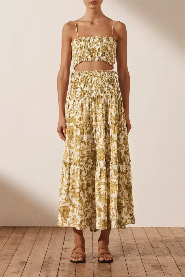 Shona Joy Saffron Shirred Bralette & Skirt Set Print Size 8 - Image 1