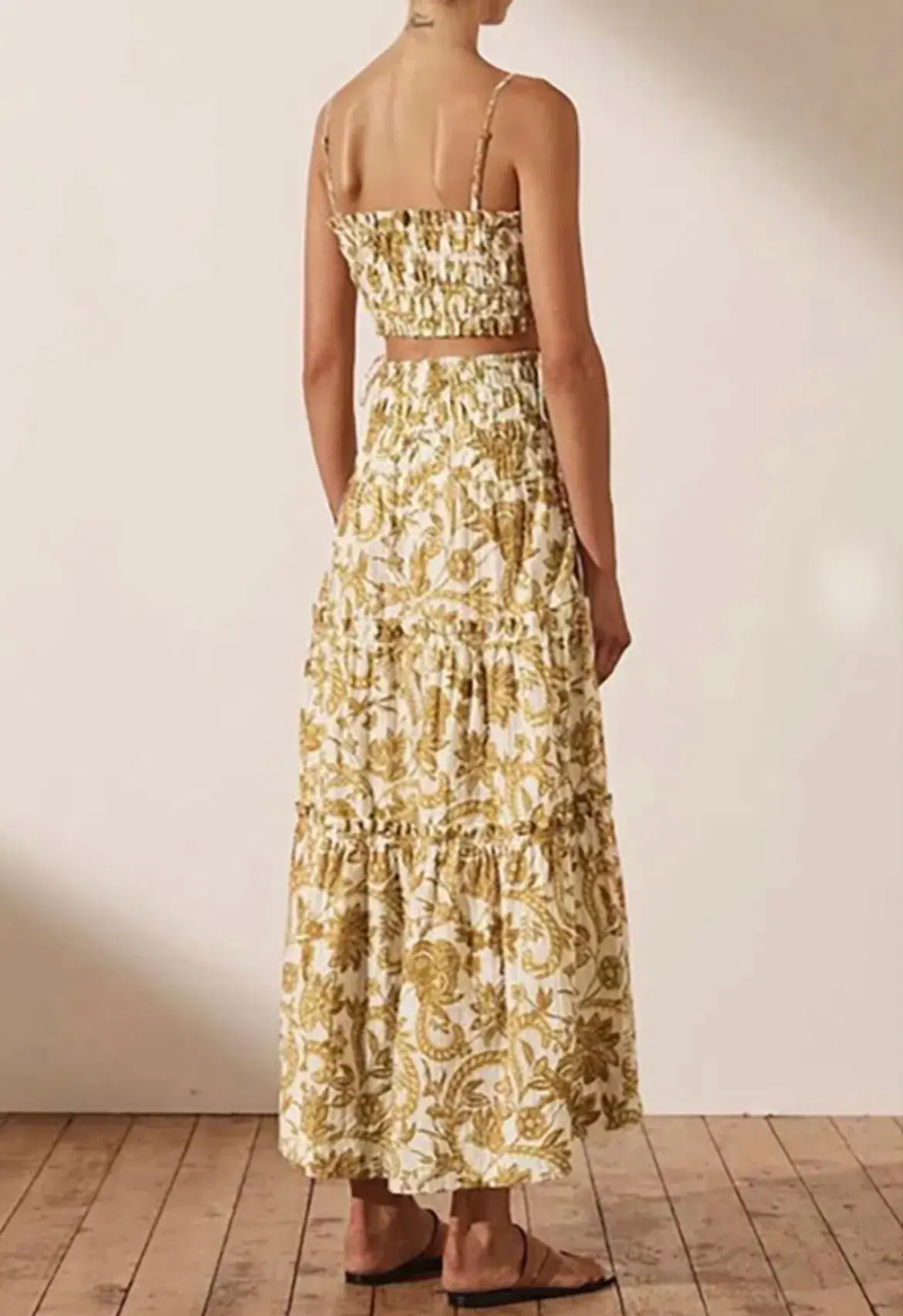 Shona Joy Saffron Shirred Bralette & Skirt Set Print Size 8 - Image 2