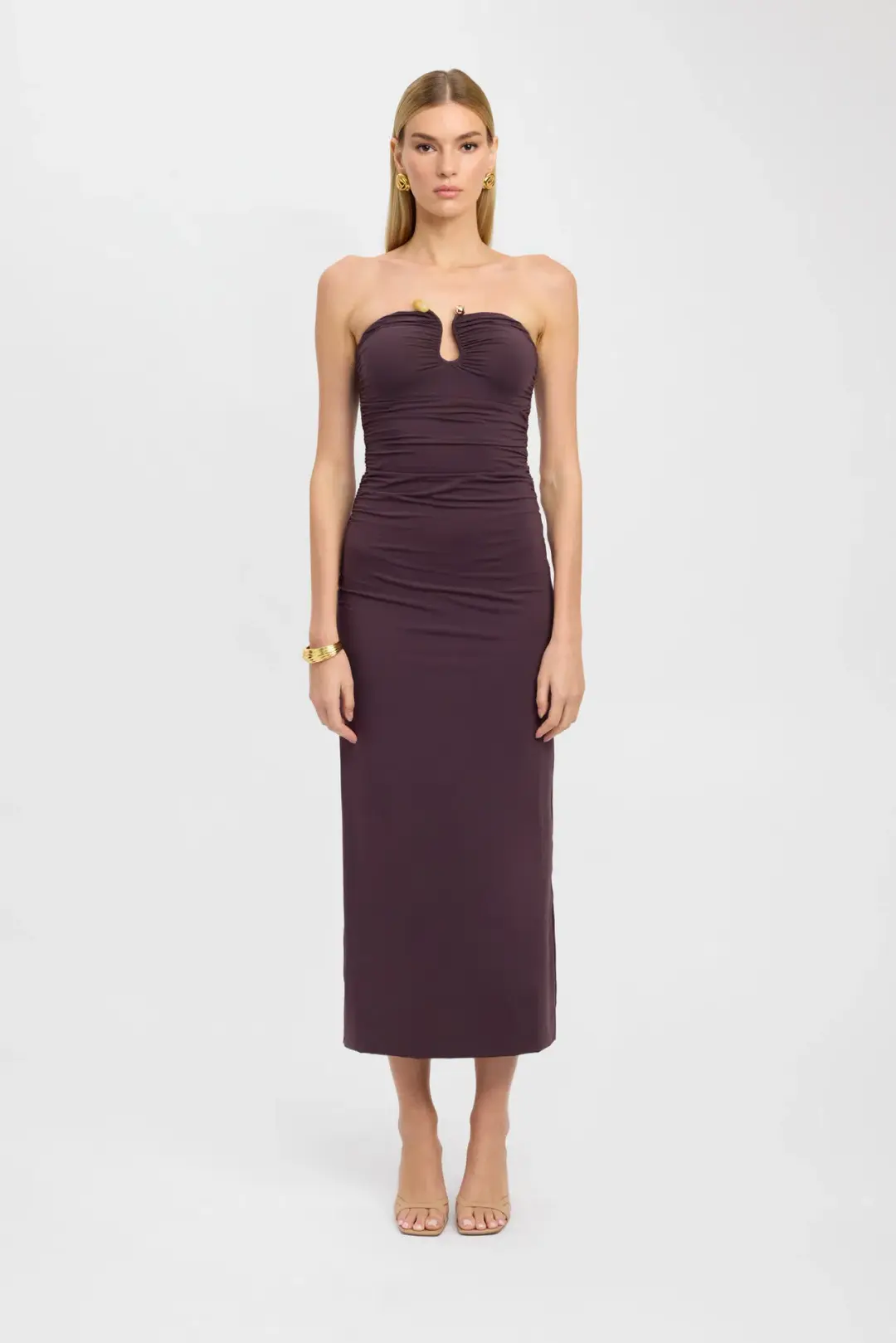Kookai Tayla Trim Dress Cocoa Size 10 for rent on The Volte - main image