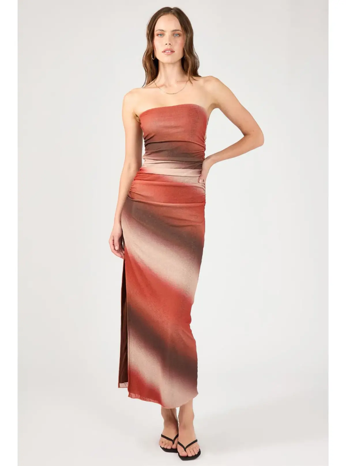 Perfect Stranger Superstition Mesh Maxi Dress Brown Print Size 8 - Image 1