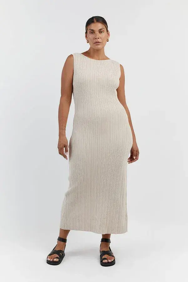 Dissh Sienna Knit Midi Dress Stone Size S / AU 8 - Image 4