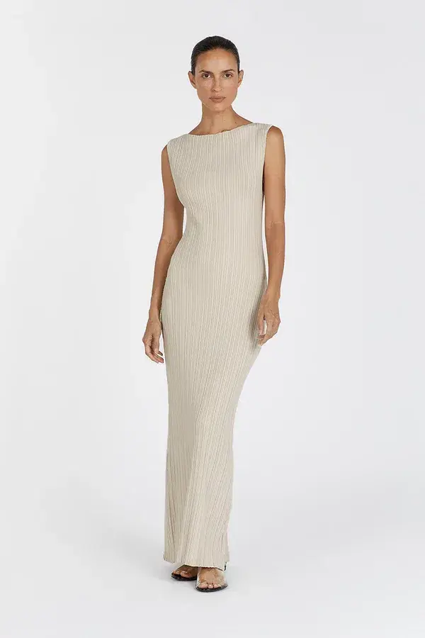 Dissh Sienna Knit Midi Dress Stone Size S / AU 8 - Image 1