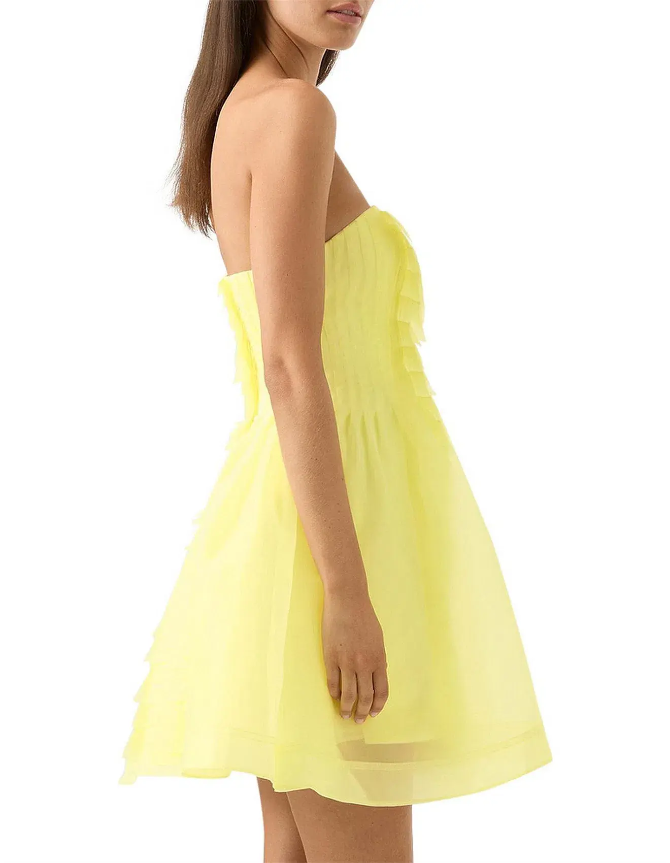 Aje Astrid Strapless Mini Dress Lemon Yellow Size 8 - Image 2