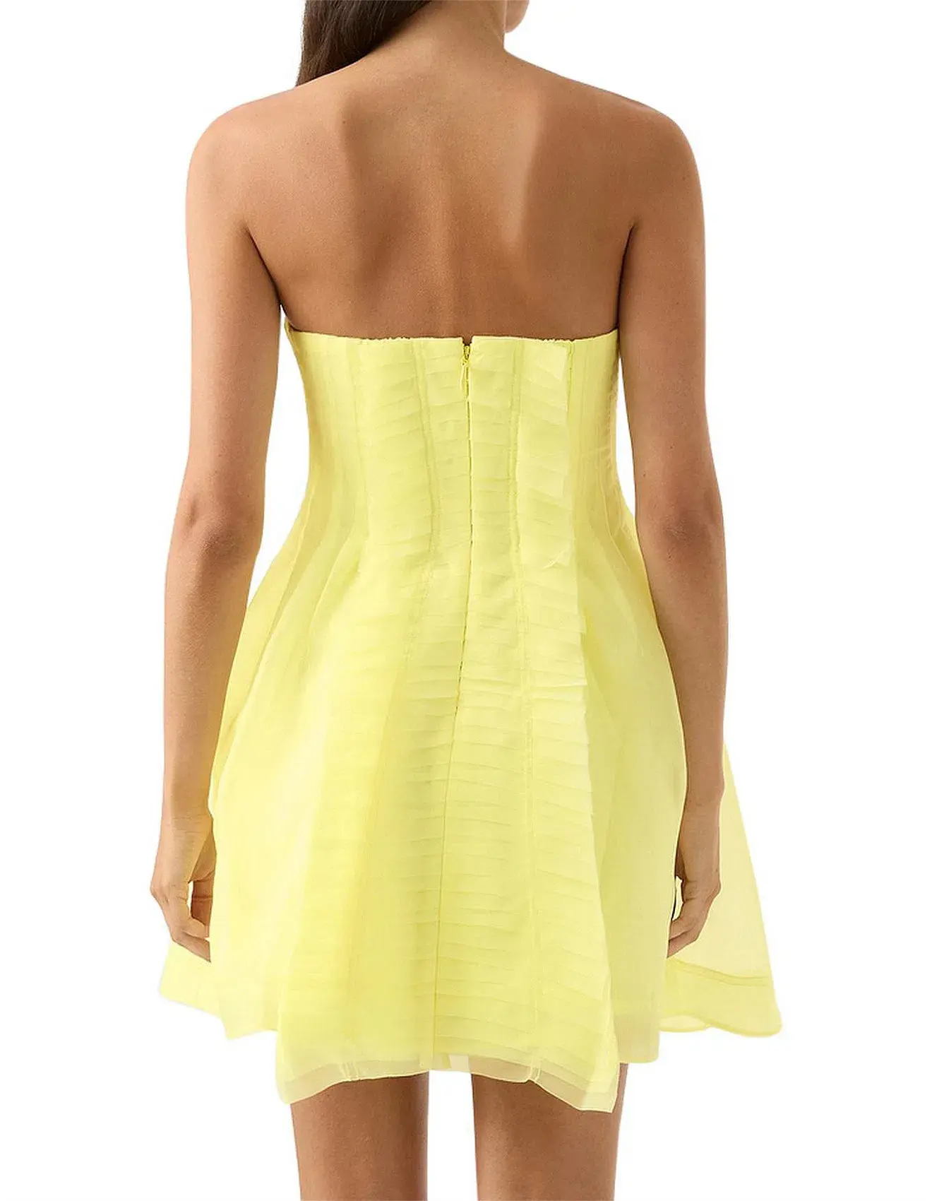 Aje Astrid Strapless Mini Dress Lemon Yellow Size 8 - Image 3