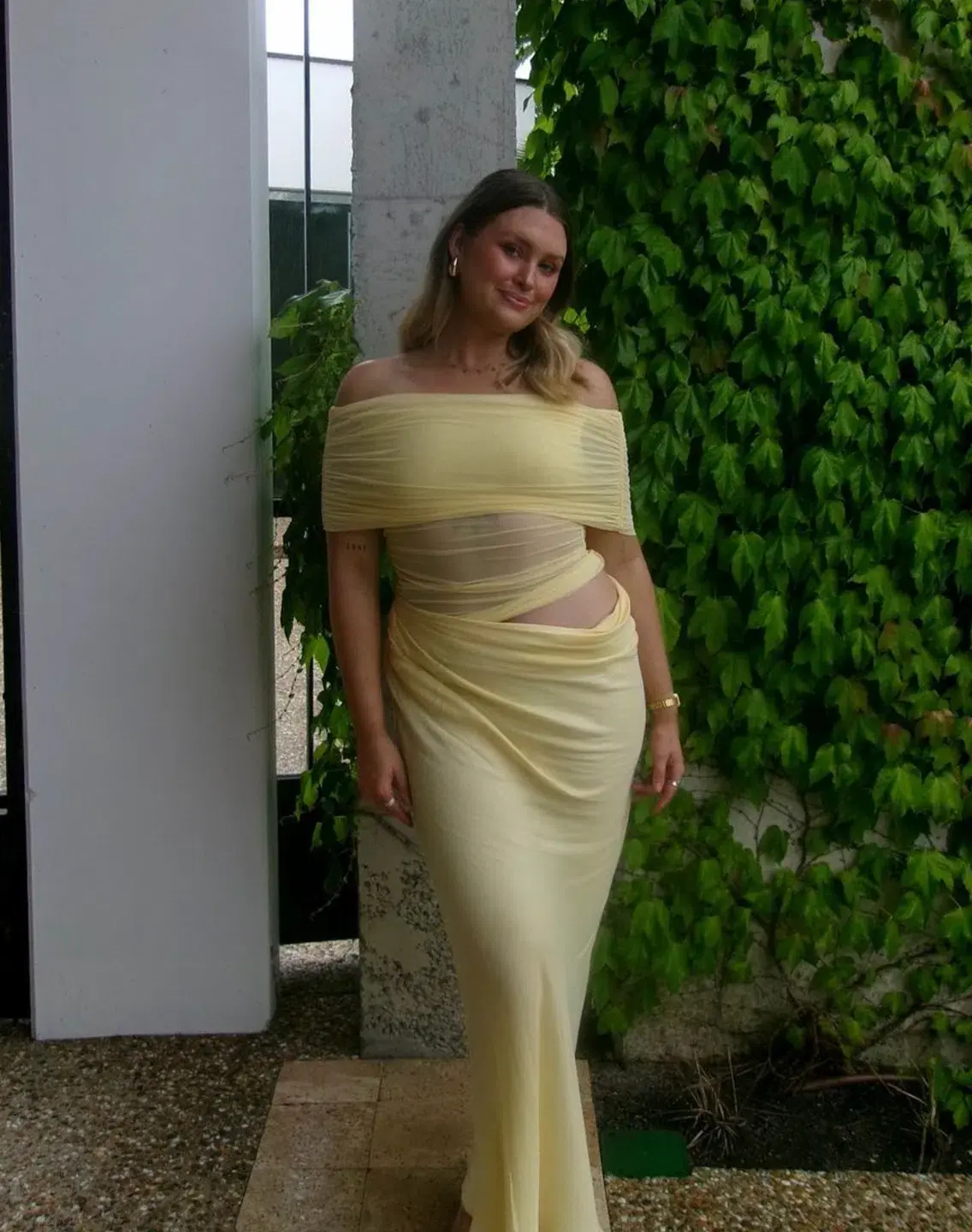 Benni Nico Off Shoulder Maxi Dress Butter Yellow Size 8 - Image 8
