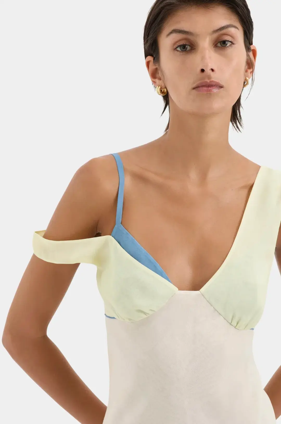 Sir the Label Thames Splice Midi Dress Ecru Multi Size 10 for rent on The Volte - main image