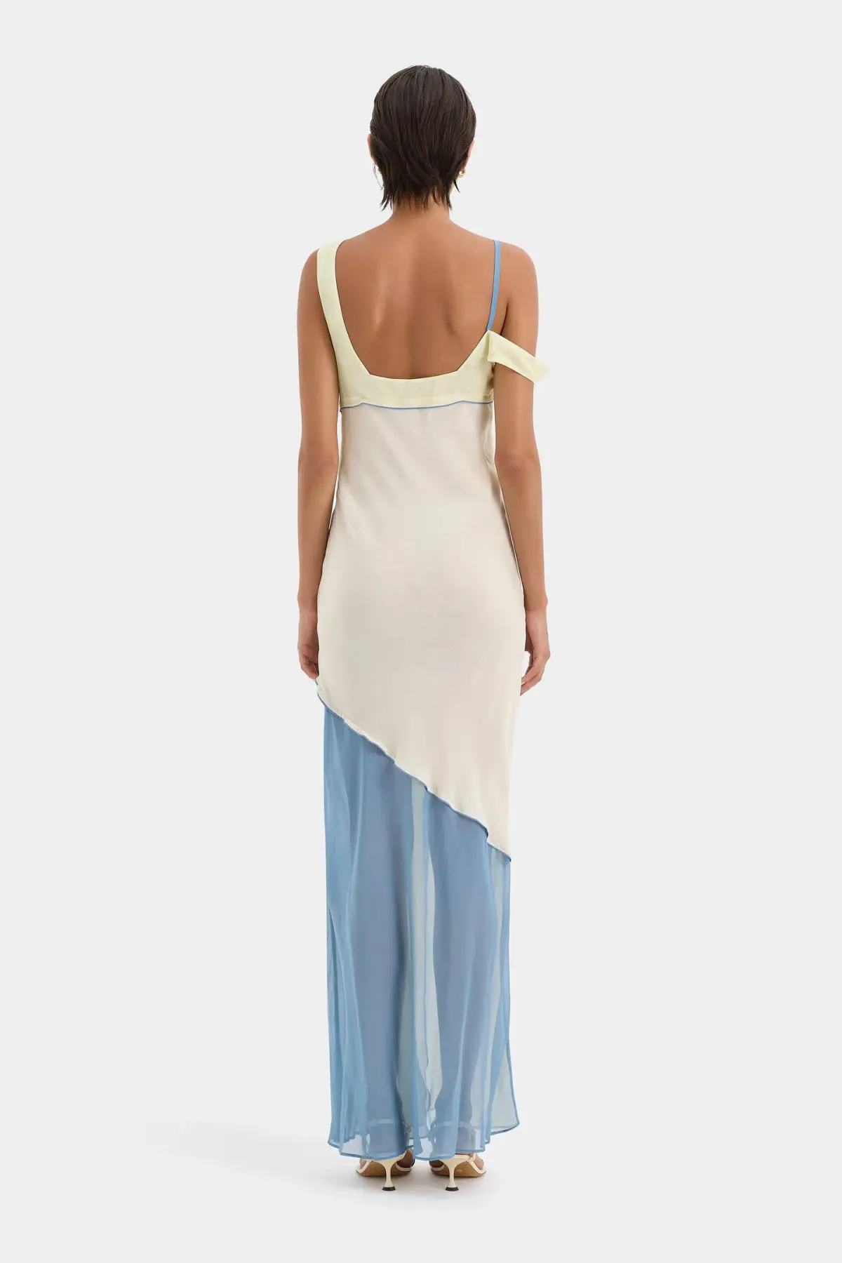 Sir the Label Thames Splice Midi Dress Ecru Multi Size 10 - Image 3