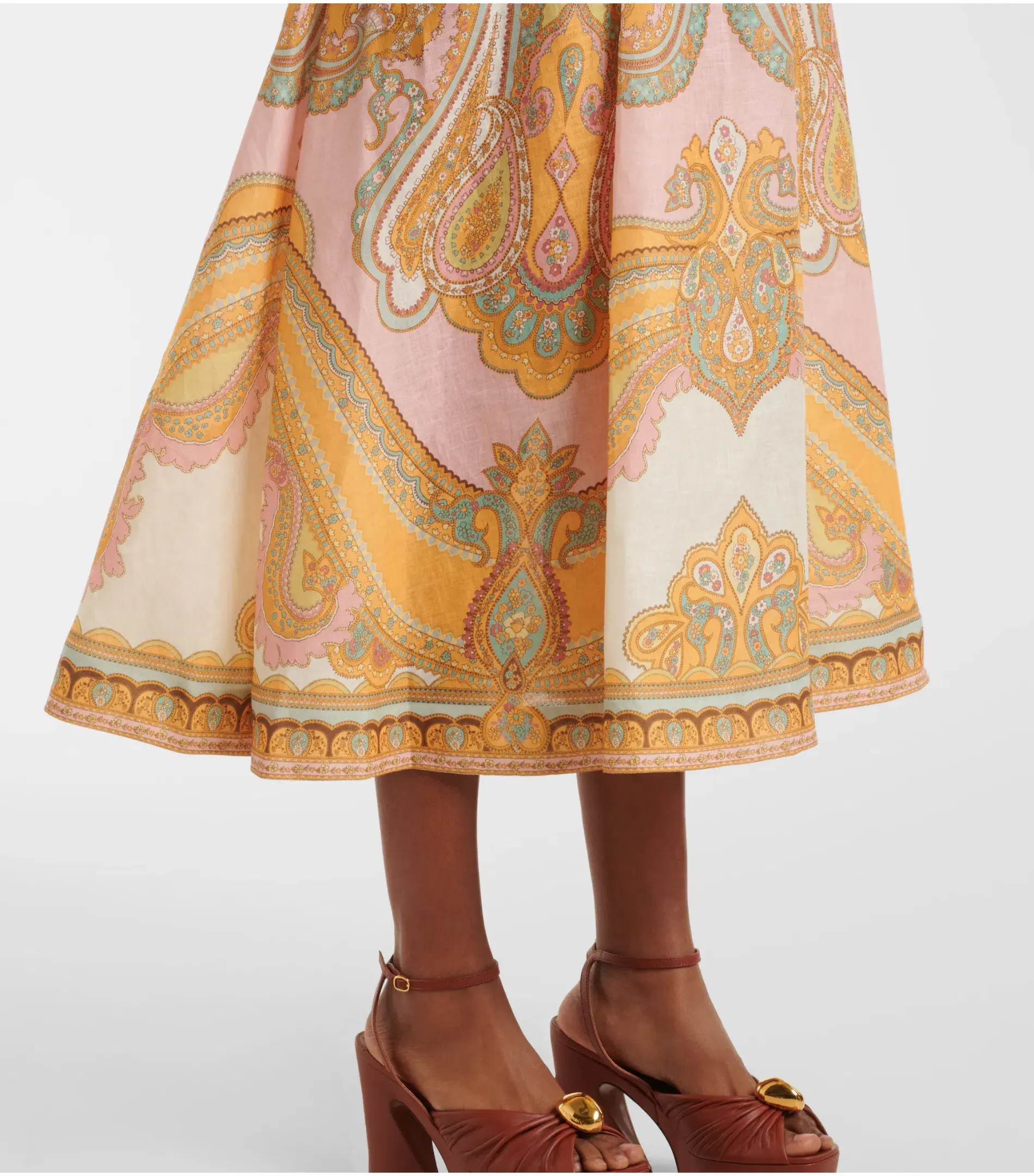 Zimmermann Maxine Picnic Midi Dress in Gold Paisley Size 2 / AU 12 - Image 4