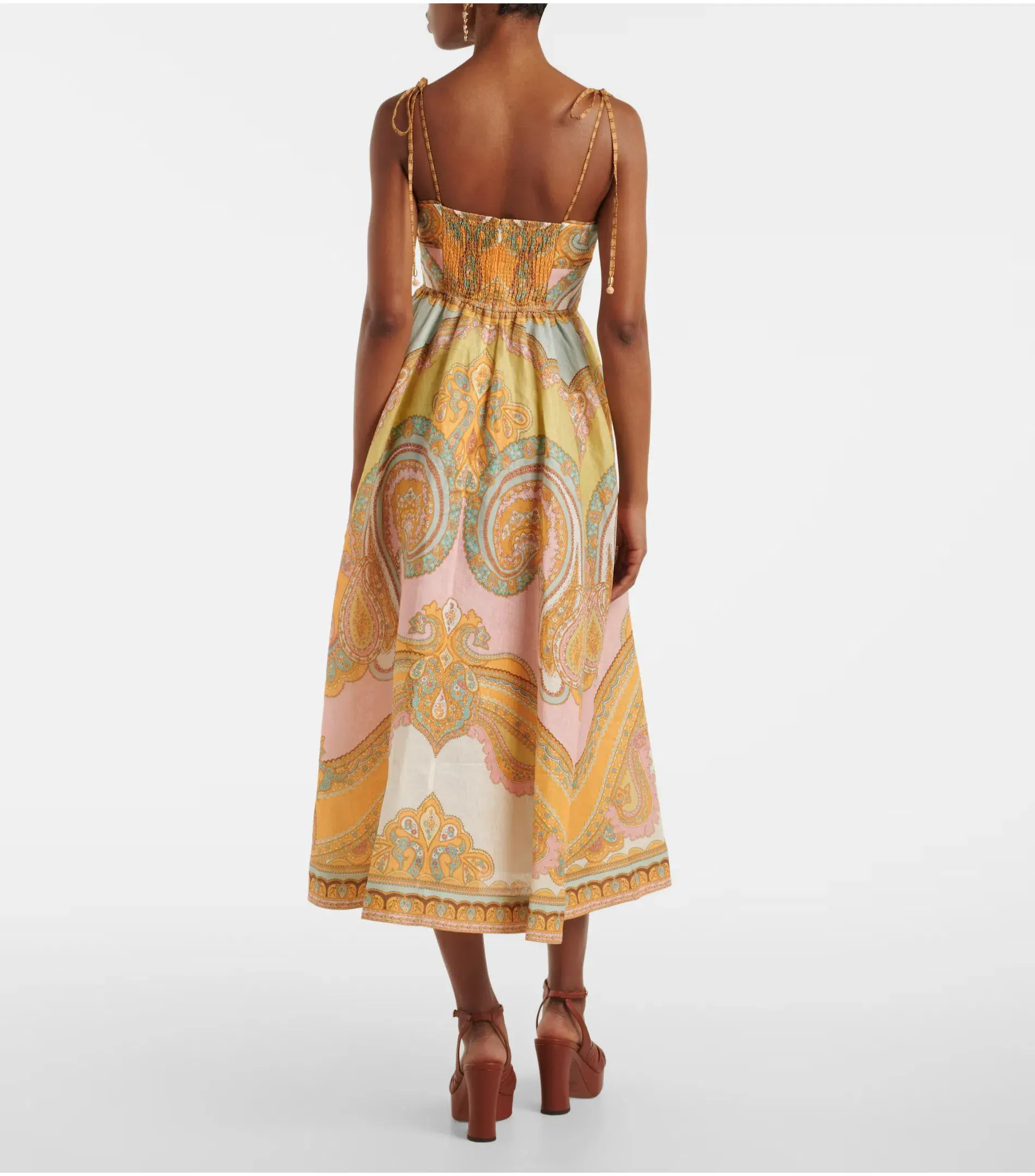 Zimmermann Maxine Picnic Midi Dress in Gold Paisley Size 2 / AU 12 - Image 2