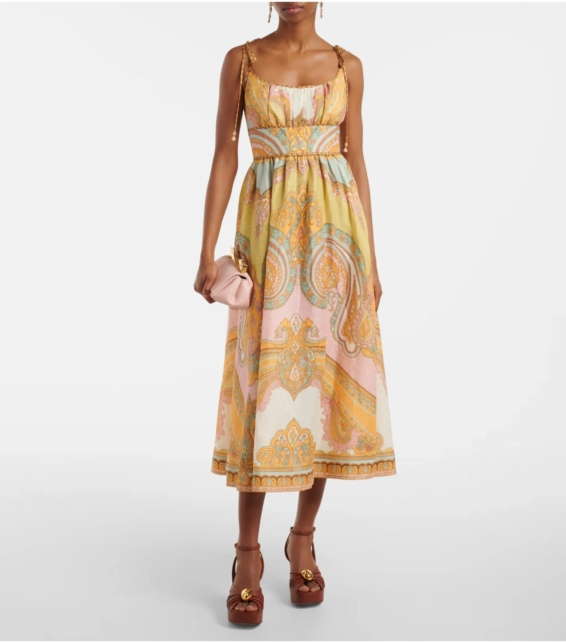 Zimmermann Maxine Picnic Midi Dress in Gold Paisley Size 2 / AU 12 - Image 1