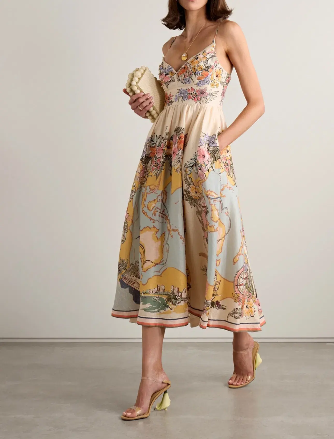 Zimmermann Tallow Tucked Bodice Dress in Nautical Map Size 2 / AU 12 - Image 1