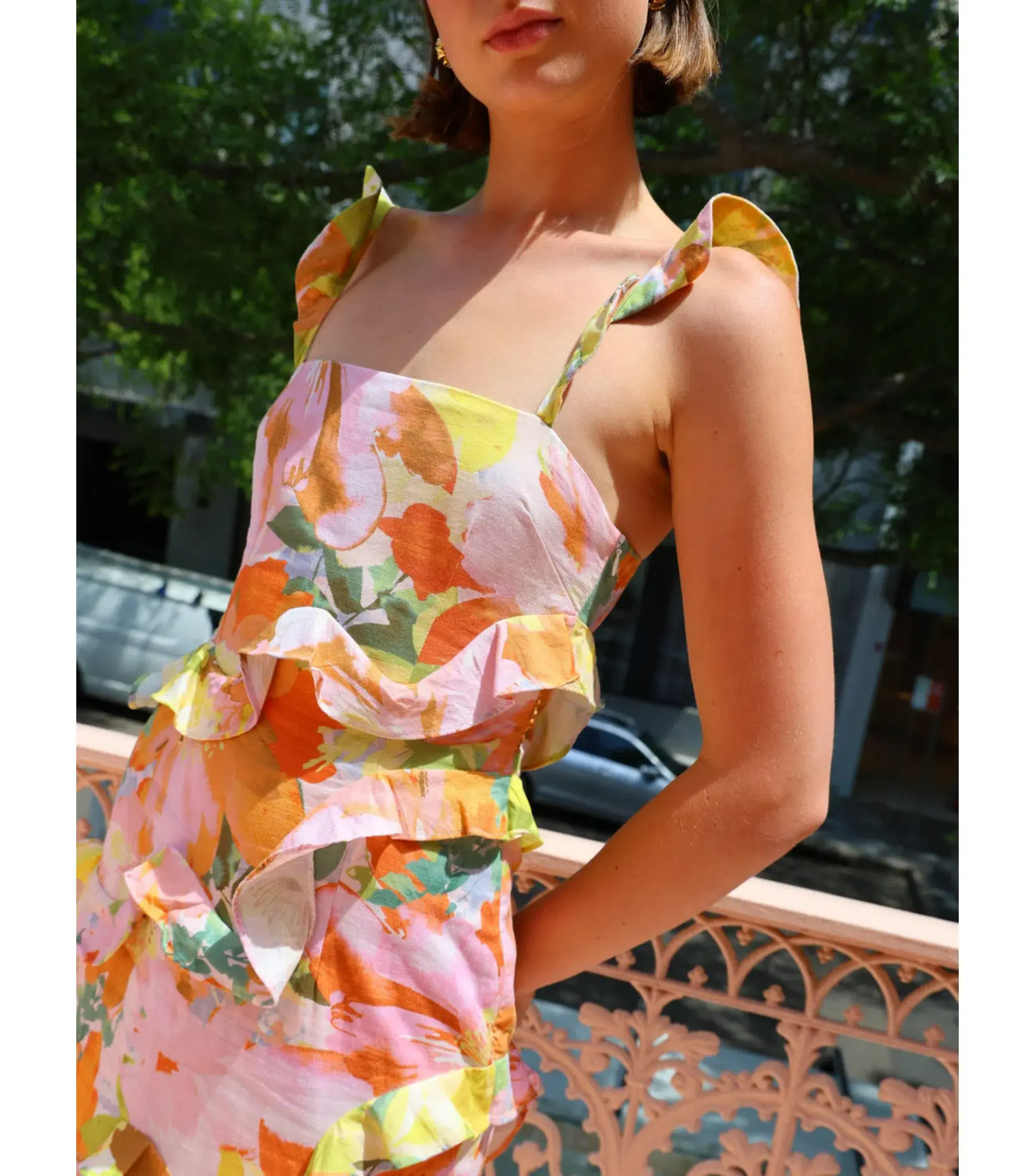By Nicola Emiliano Frill Maxi Dress in Floral Confetti Size AU 14 - Image 3