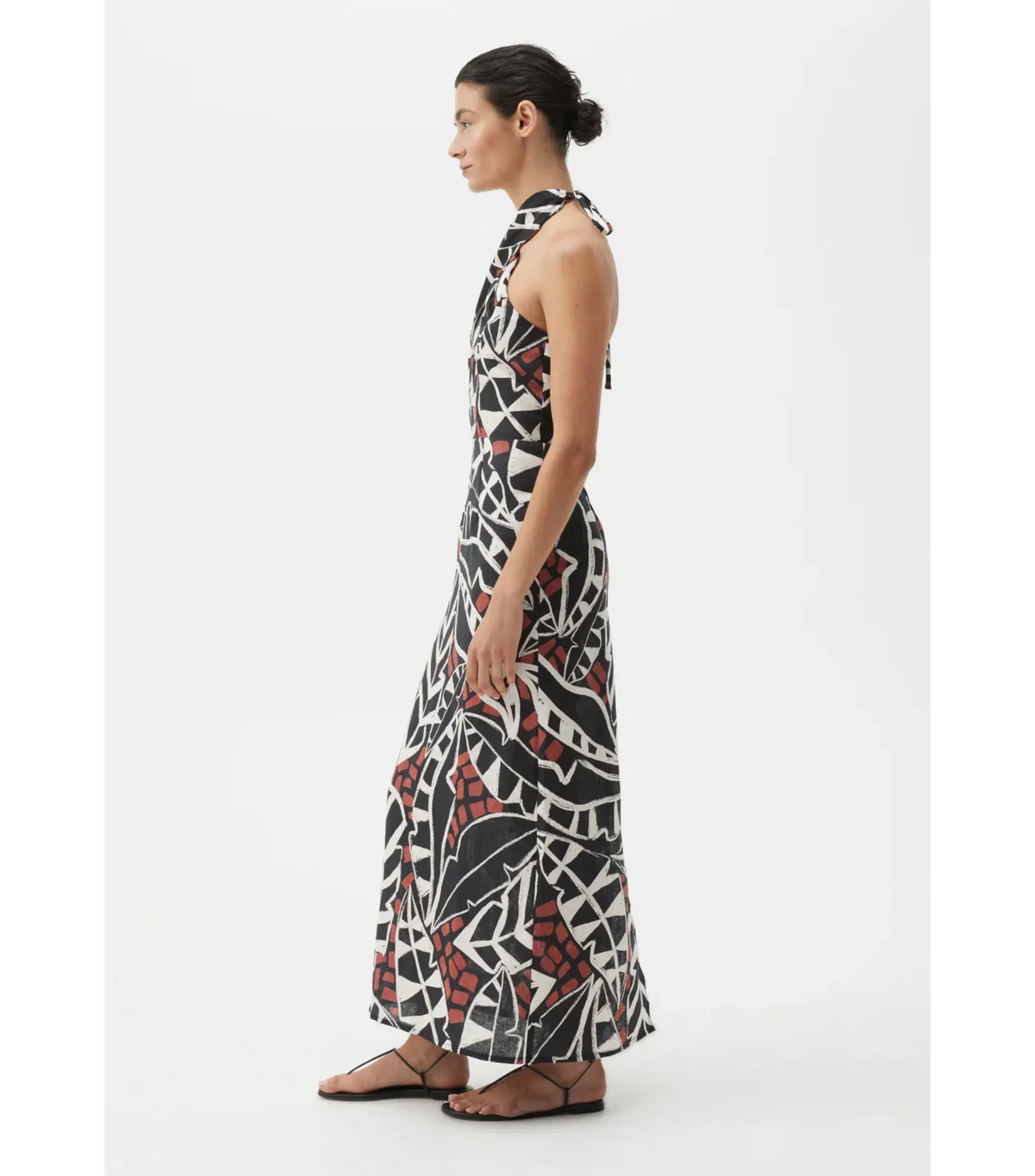 Morrison Malia Linen Halter Dress Print Size AU 12 - Image 3