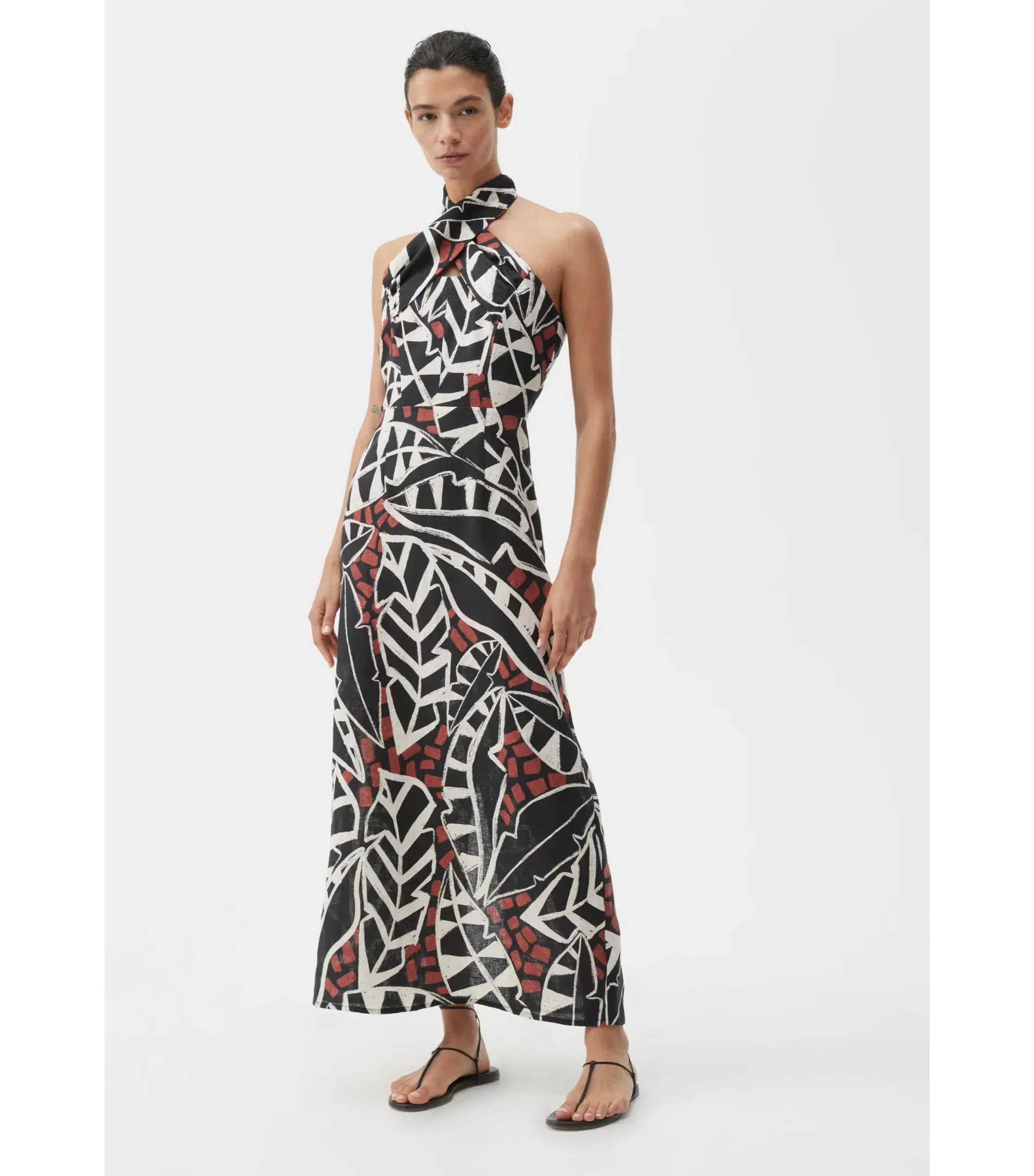 Morrison Malia Linen Halter Dress Print Size AU 12 - Image 2