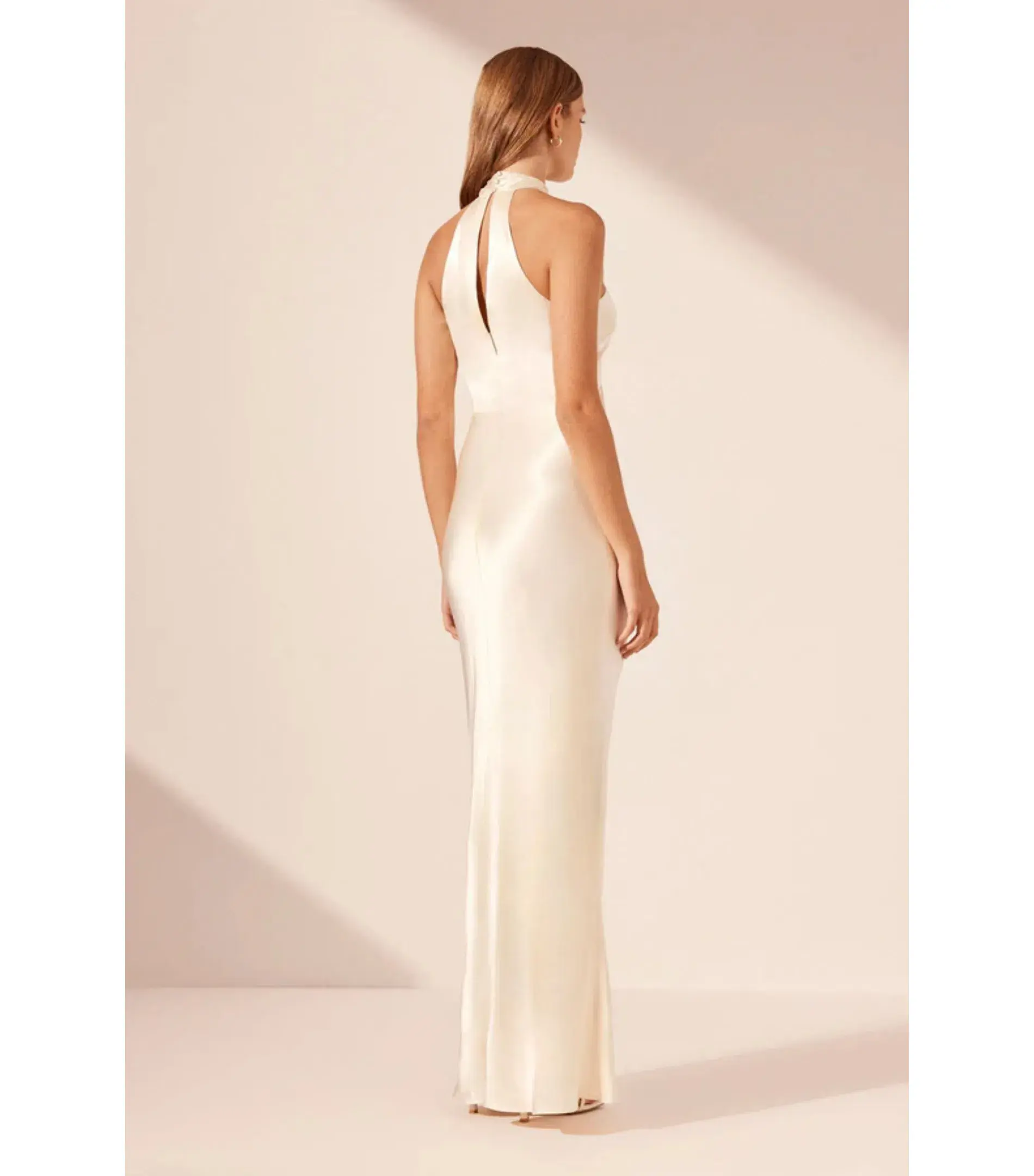Shona Joy La Lune High Neck Twist Maxi Dress Cream Size AU 10 - Image 4