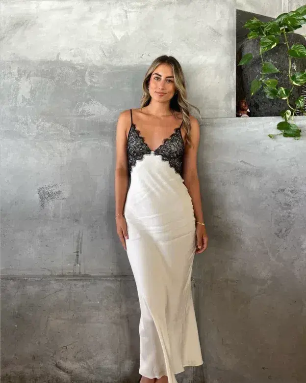 Bec & Bridge Emery Lace Maxi Dress Ivory/Black Size AU 6 - Image 1