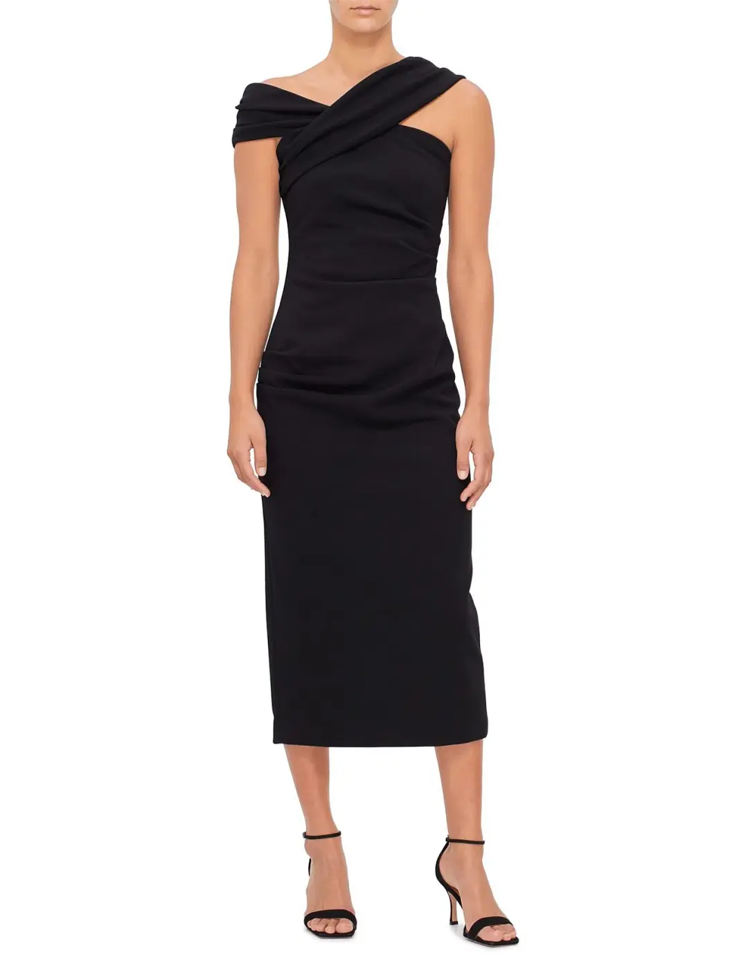 MISHA Brielle Off-Shoulder Midi Dress Black Size 12 for rent on The Volte - main image