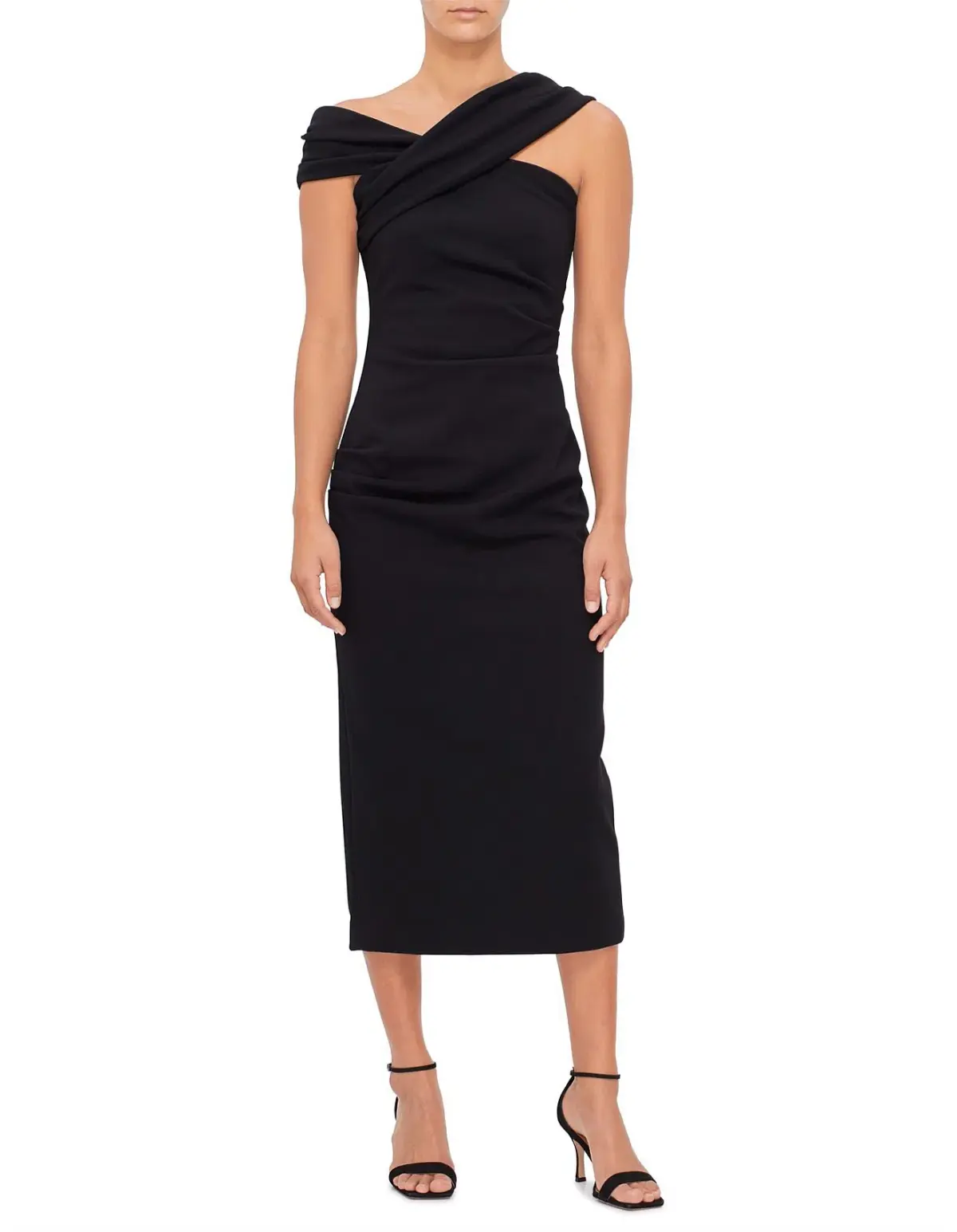 MISHA Brielle Off-Shoulder Midi Dress Black Size 12 - Image 1