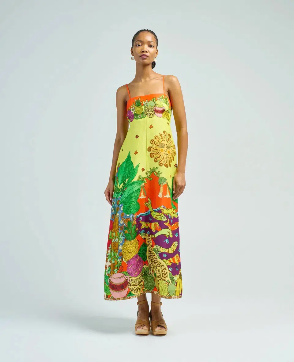 Alamais Tiger Day Dress Multi Size AU 6 for rent on The Volte - main image