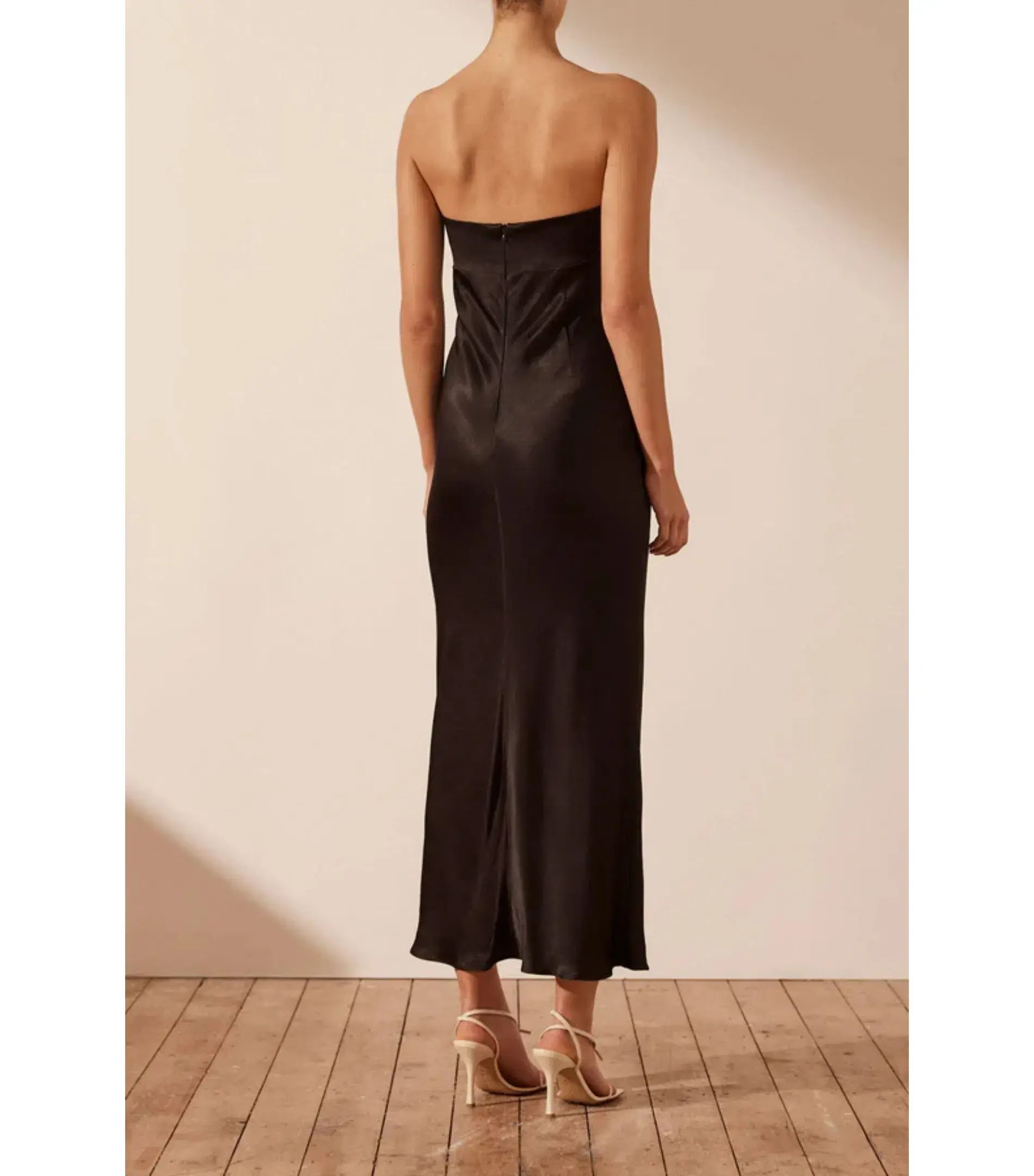 Shona Joy Camille Strapless Cut Out Midi Dress Black Size AU 8 - Image 4