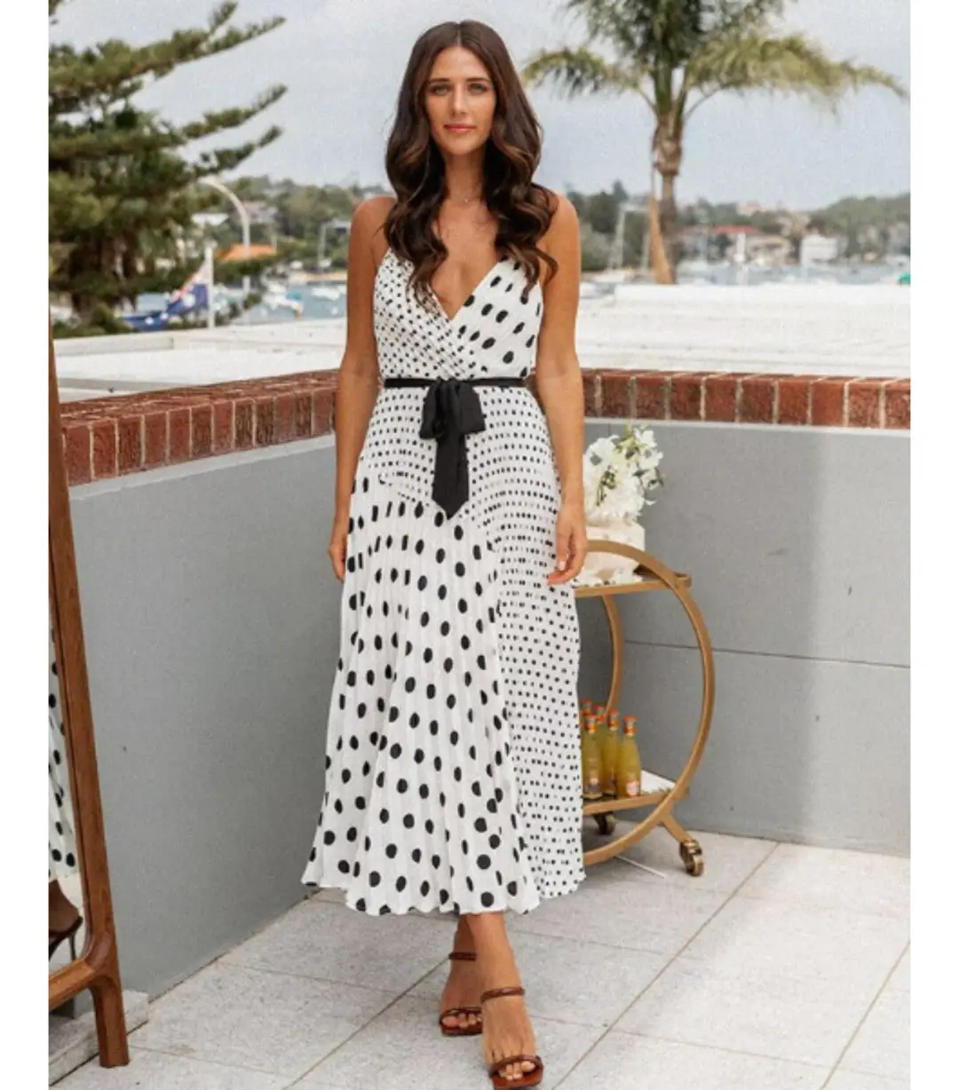 Sheike  Navigate Dress in White Black Polka Dot Size AU 6 for rent on The Volte - main image