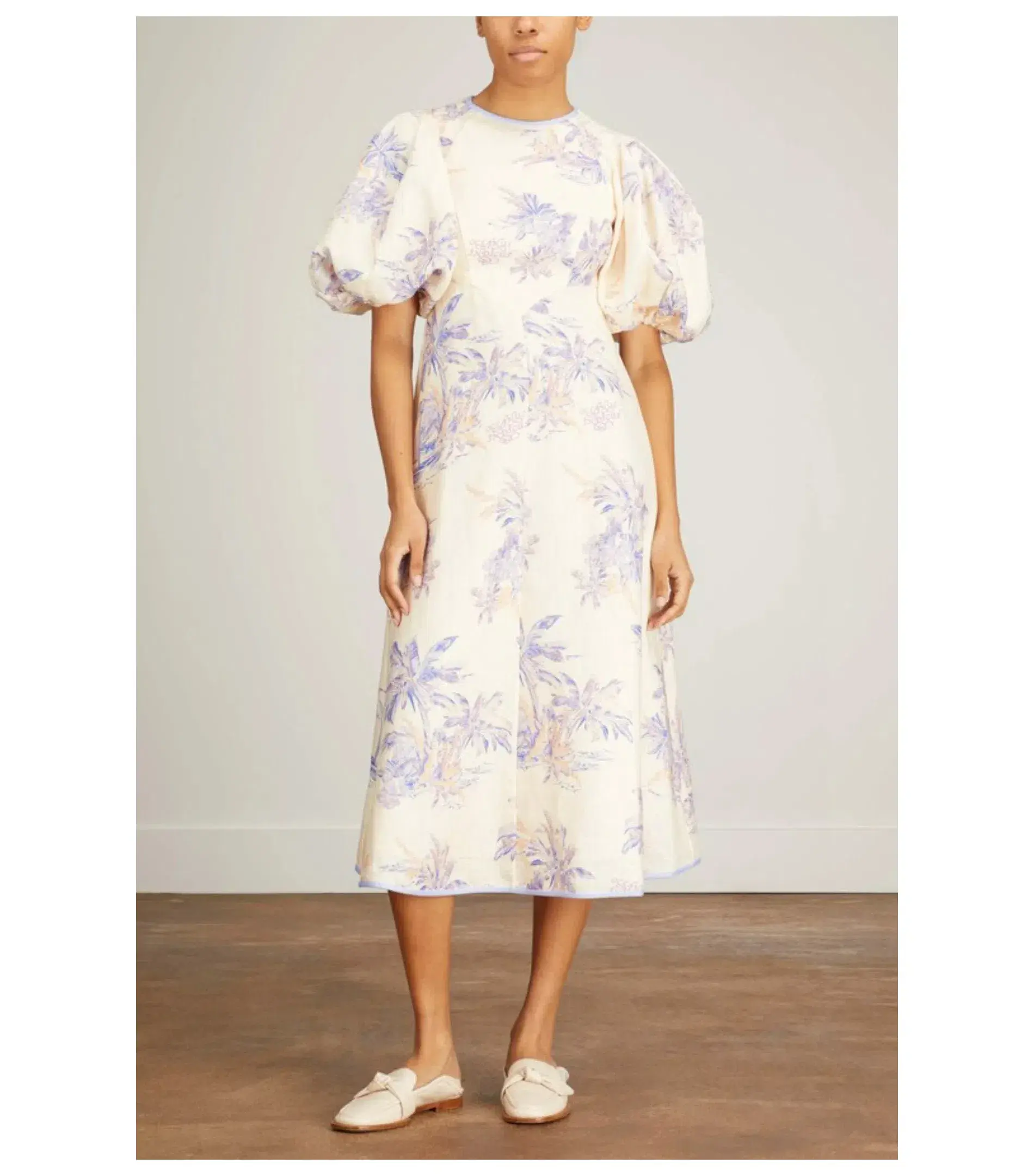 Zimmermann Linen Day Midi Dress in Pearl Palm Toile Size 12/M - Image 1