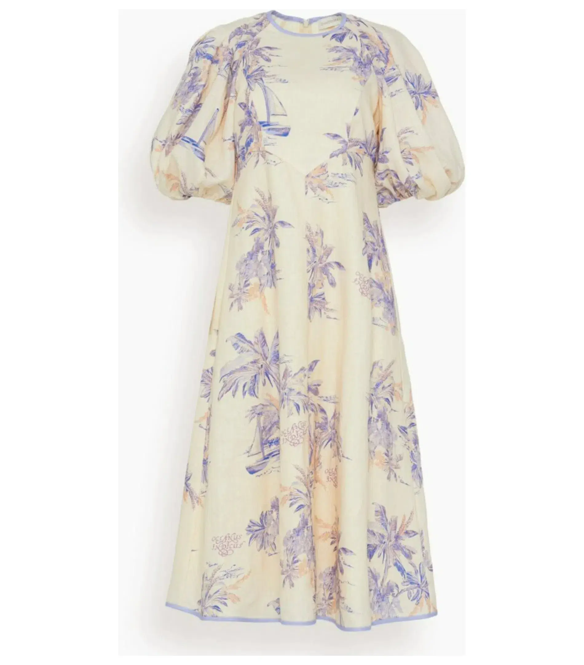 Zimmermann Linen Day Midi Dress in Pearl Palm Toile Size 12/M - Image 4
