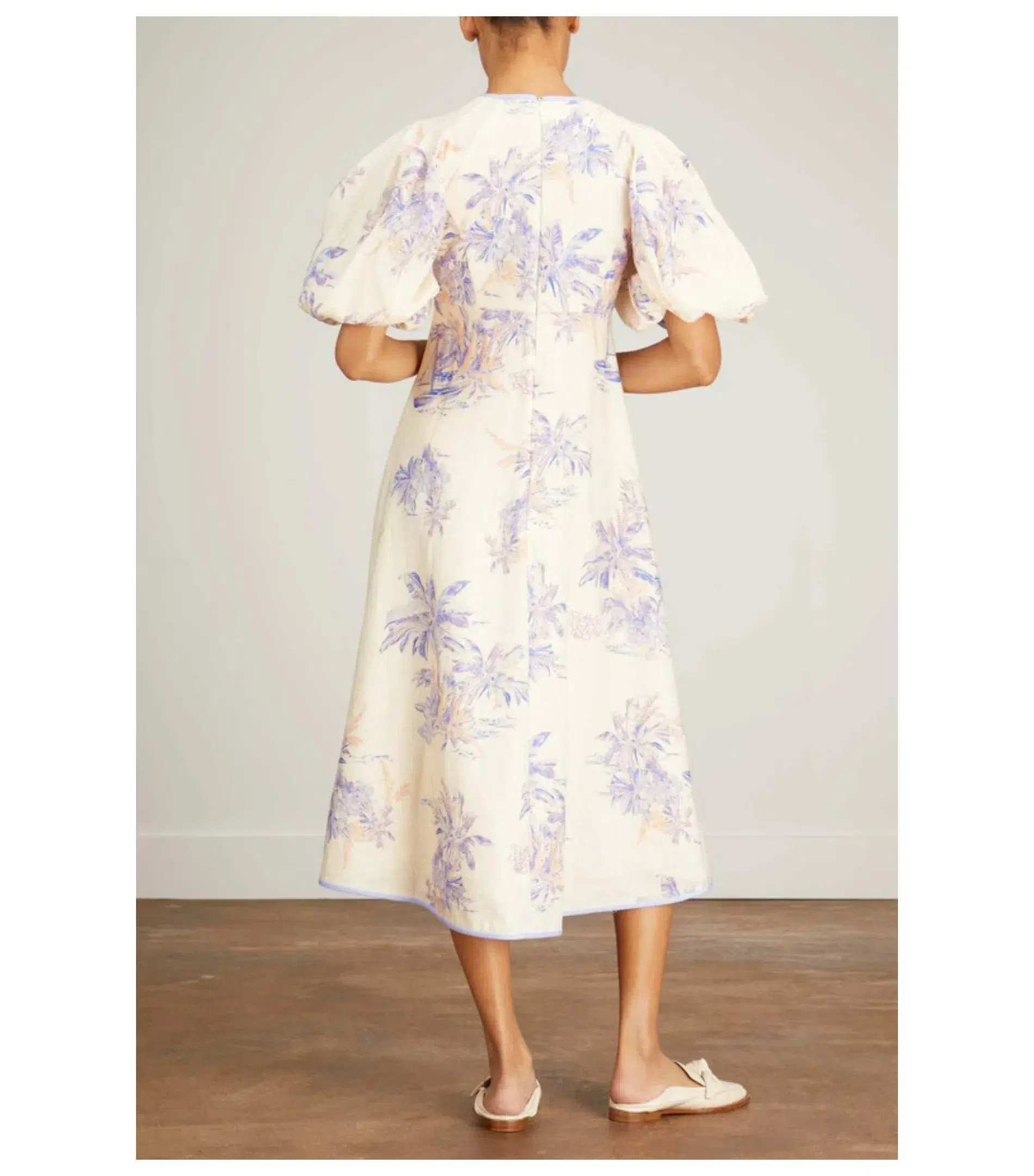 Zimmermann Linen Day Midi Dress in Pearl Palm Toile Size 12/M - Image 3