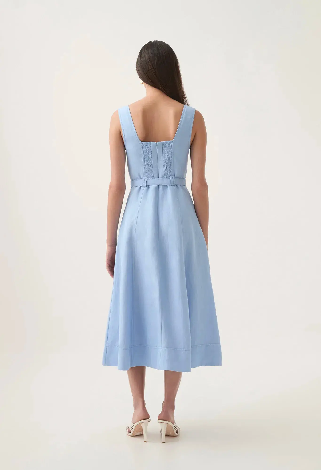 Aje Primary Belted Midi Dress Daydream Blue Size AU 12 - Image 4
