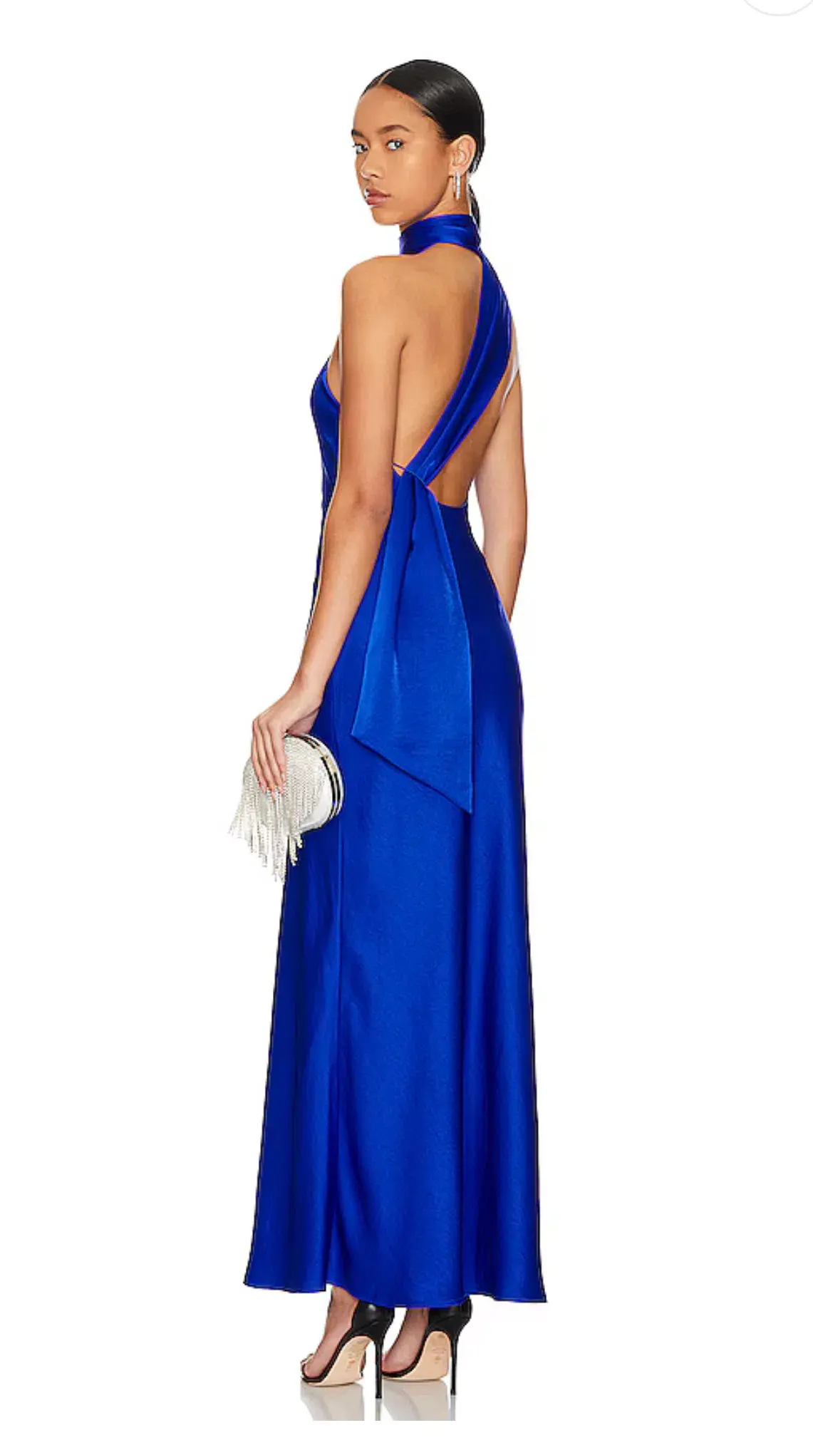 Misha Alastair Satin Gown Maxi Blue Size 8 - Image 2