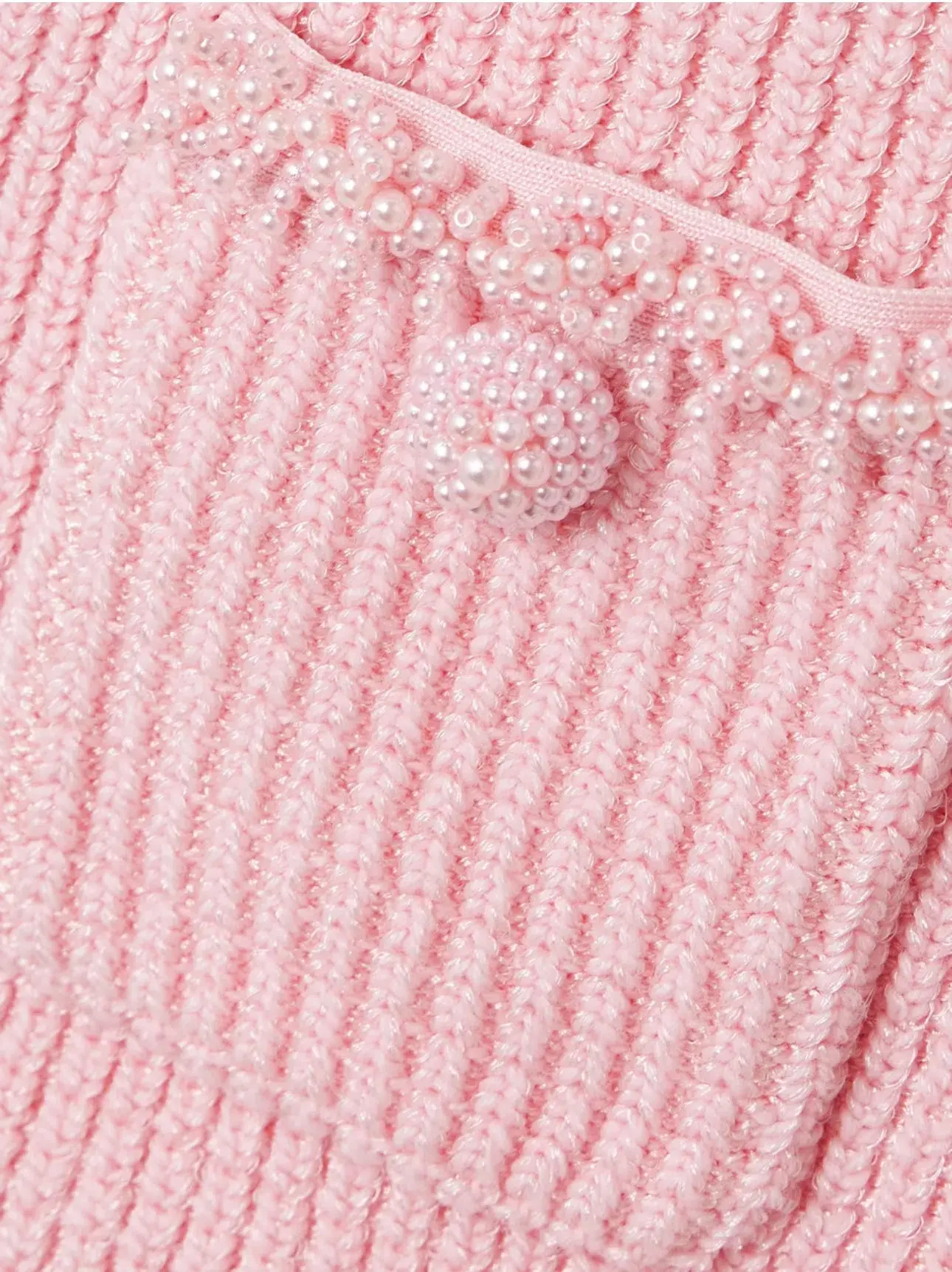 Faux pearl-embellished waffle-knit mini dress - Image 3