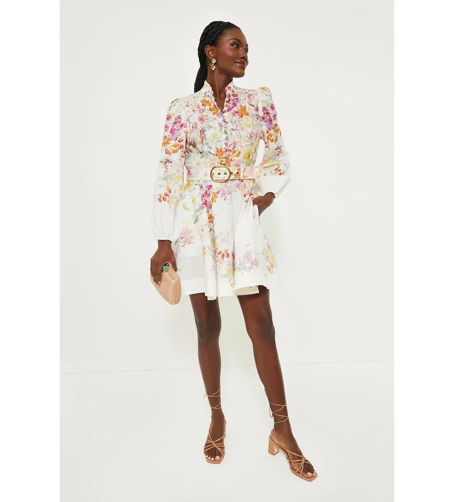 Zimmermann The Natura Buttoned Mini Dress in Kaleidoscope Garden SIze 0/Au 6  - Image 1