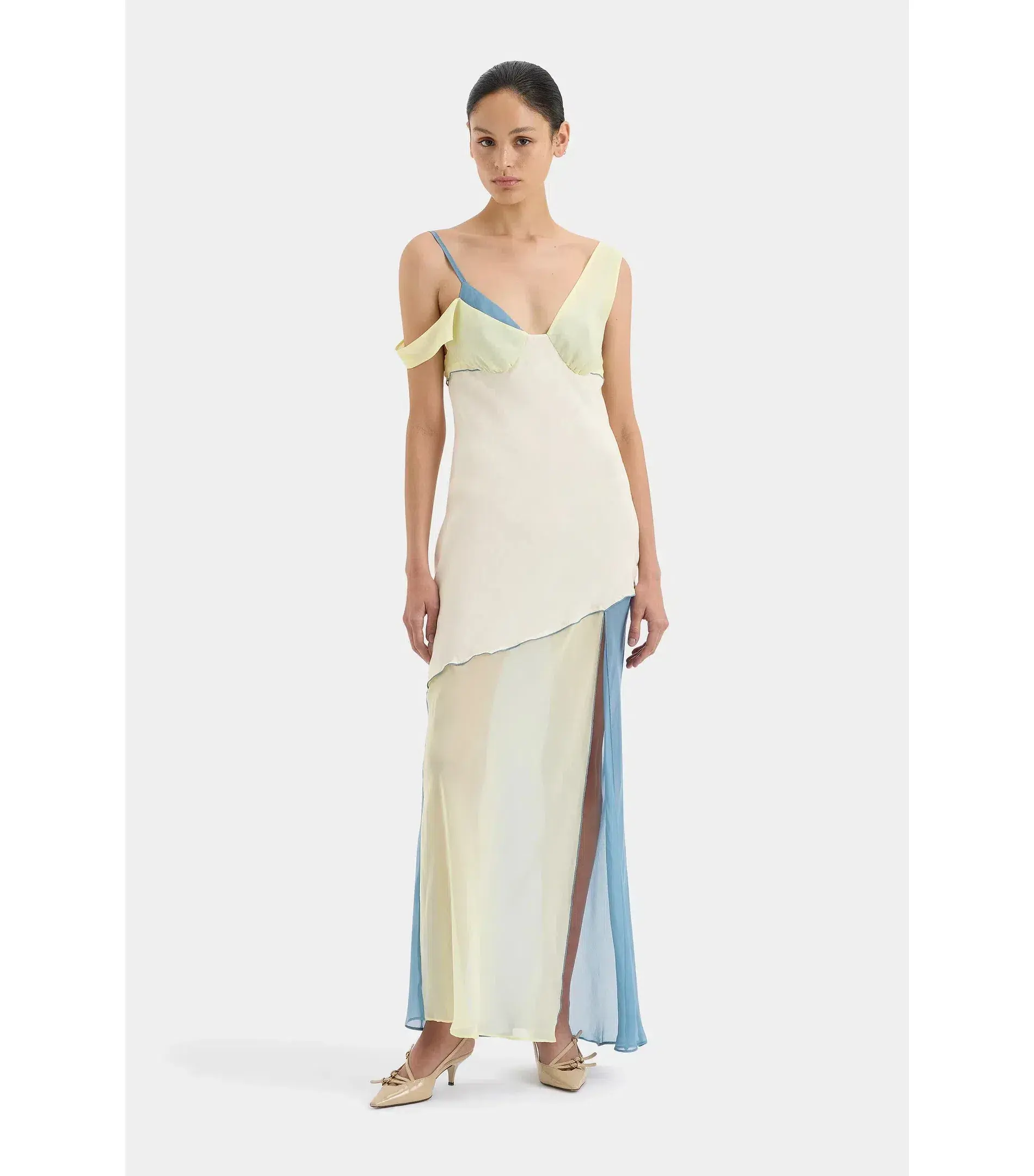 Sir The Label Thames Splice Midi Dress in Ecru Multi Size 0 / AU 6 - Image 4
