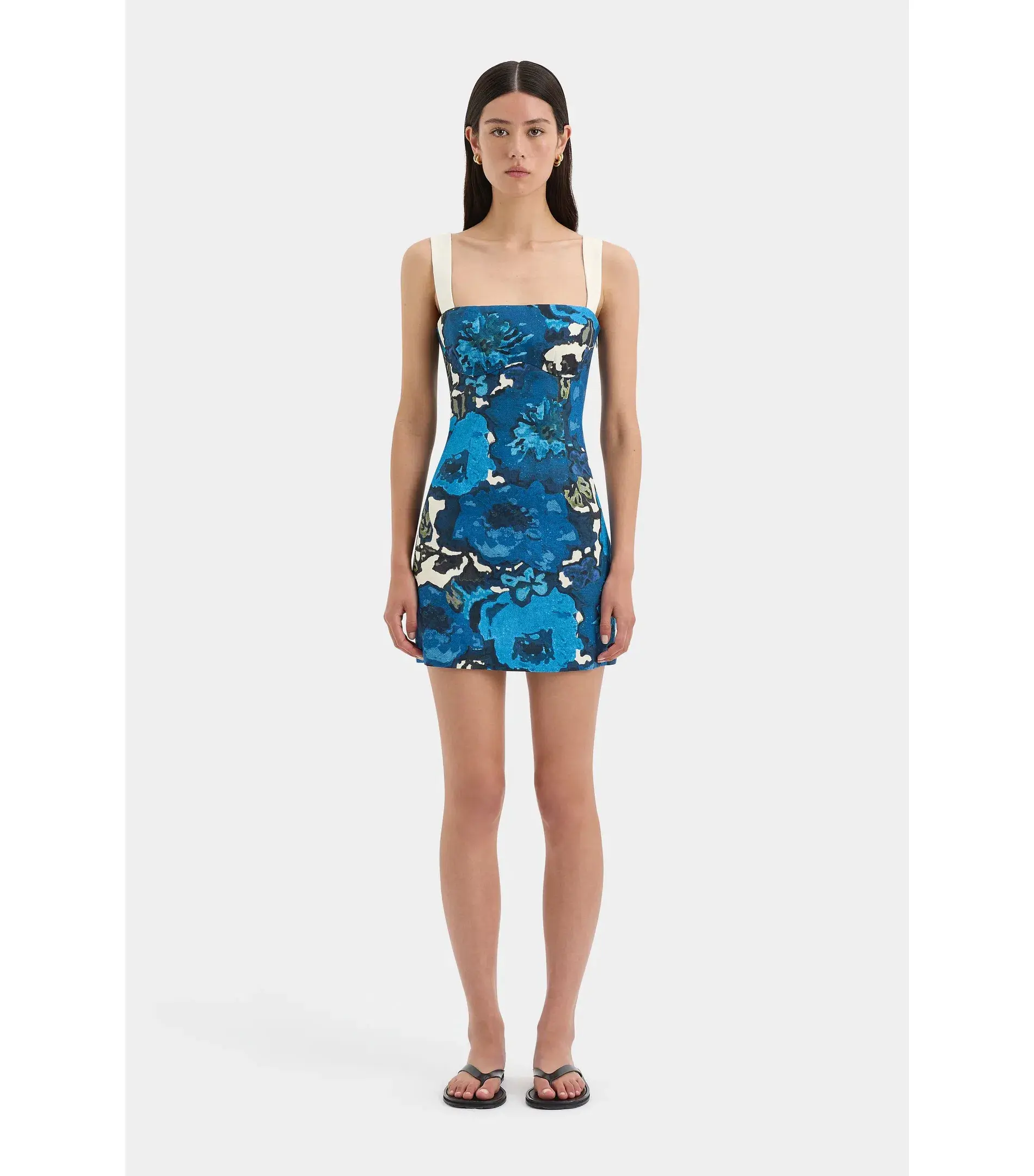 Sir Camellia Mini Dress Blue Floral Size 3 - Image 1