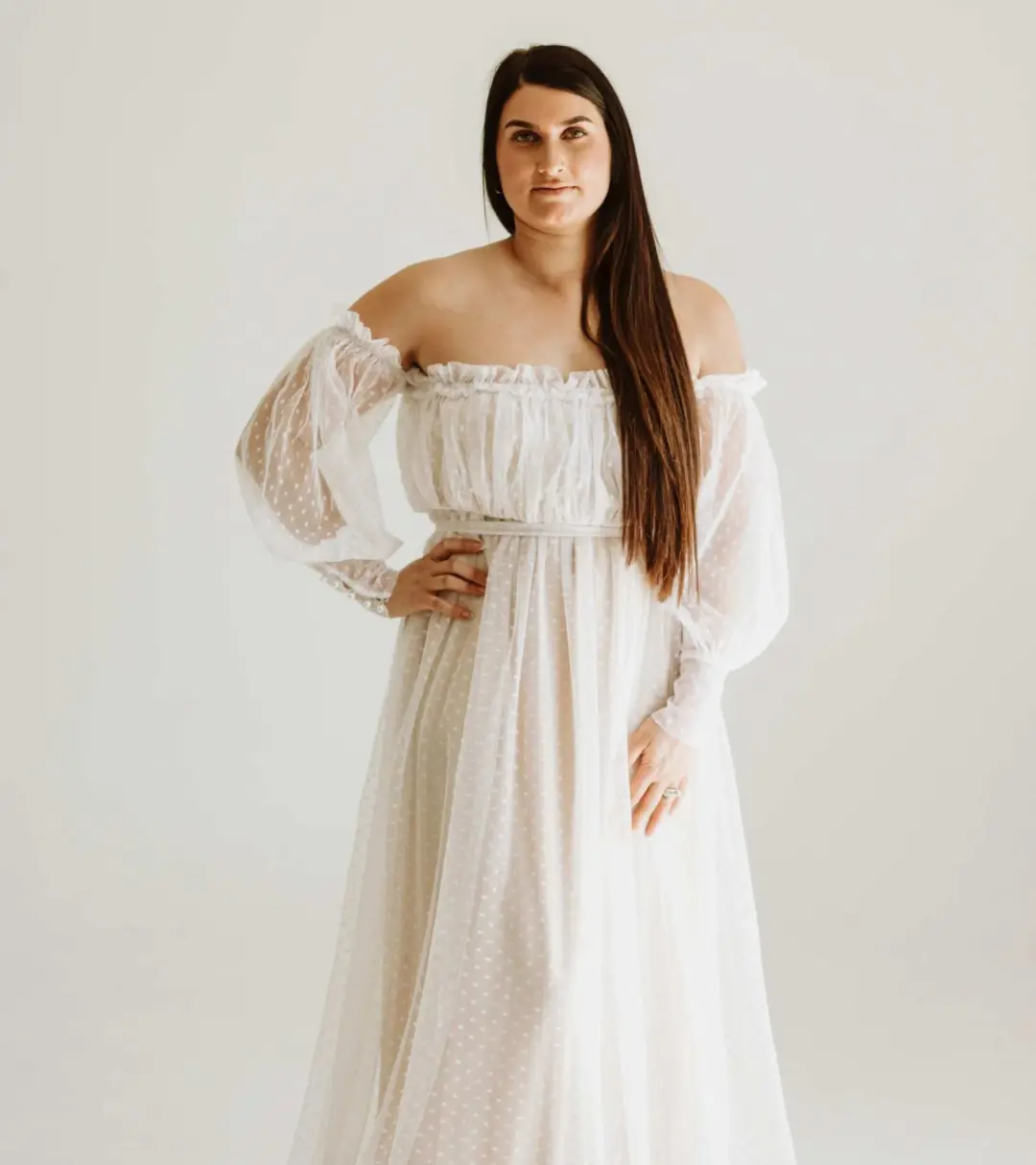 Isadora Tulle Dress White in Nude Lining Size S / AU 10 for rent on The Volte - main image