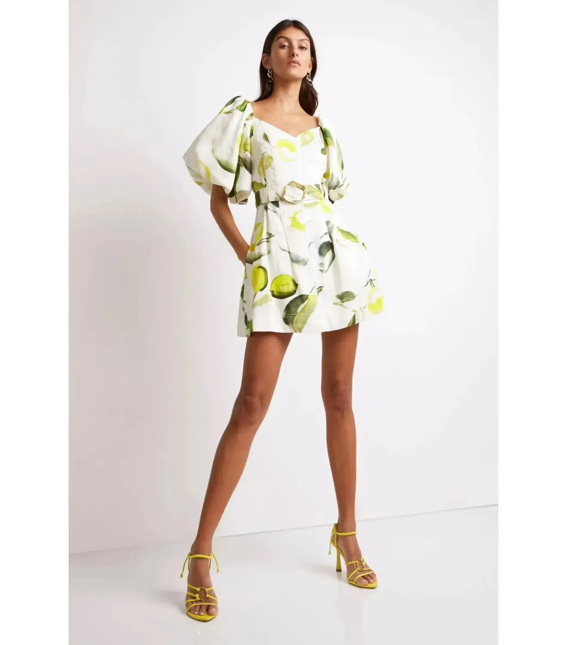 Aje Zest Mini Dress Tropical Lime Print Size AU 8 - Image 1