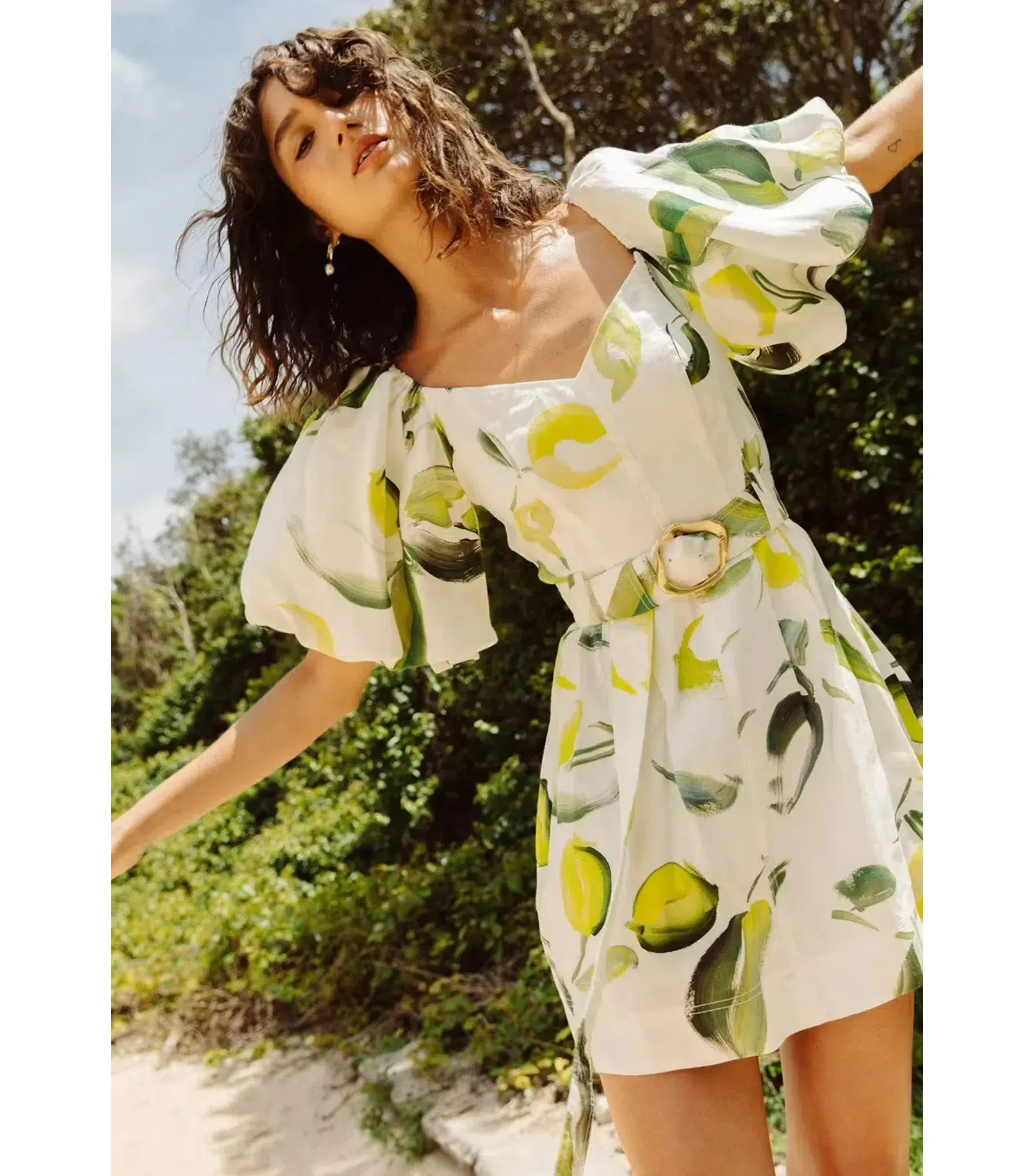 Aje Zest Mini Dress Tropical Lime Print Size AU 8 - Image 3