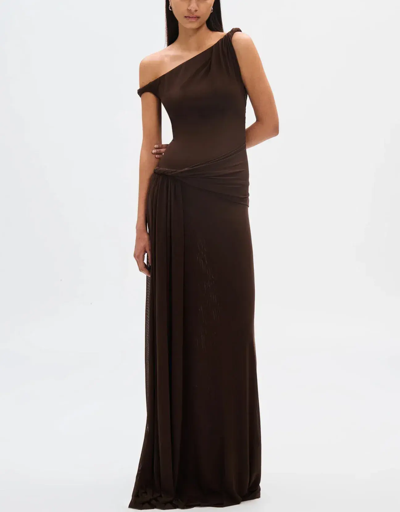 Misha The Sisal Mesh Maxi Dress in Espresso Size 6/XS - Image 2