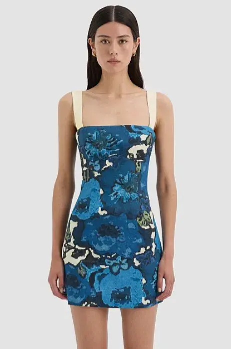Sir the Label Camellia Mini Dress Blue Flora Print Size 2 / AU 10 - Image 1