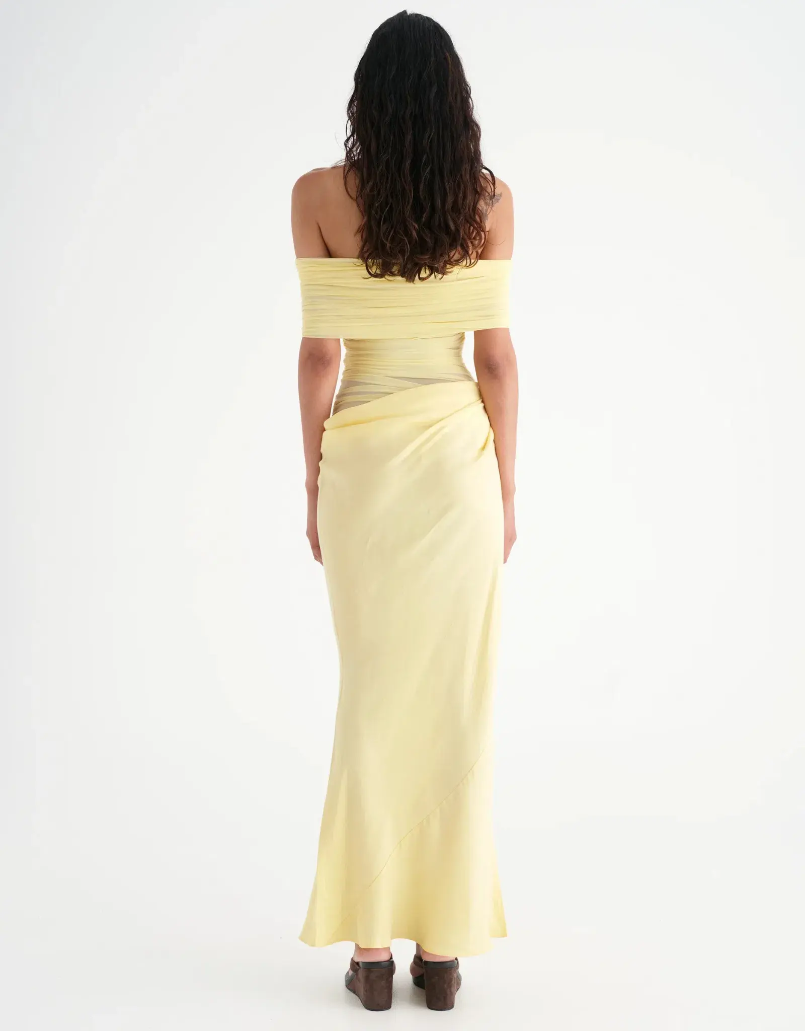Benni Nico Off Shoulder Maxi Dress in Butter Size S / AU 8 - Image 3