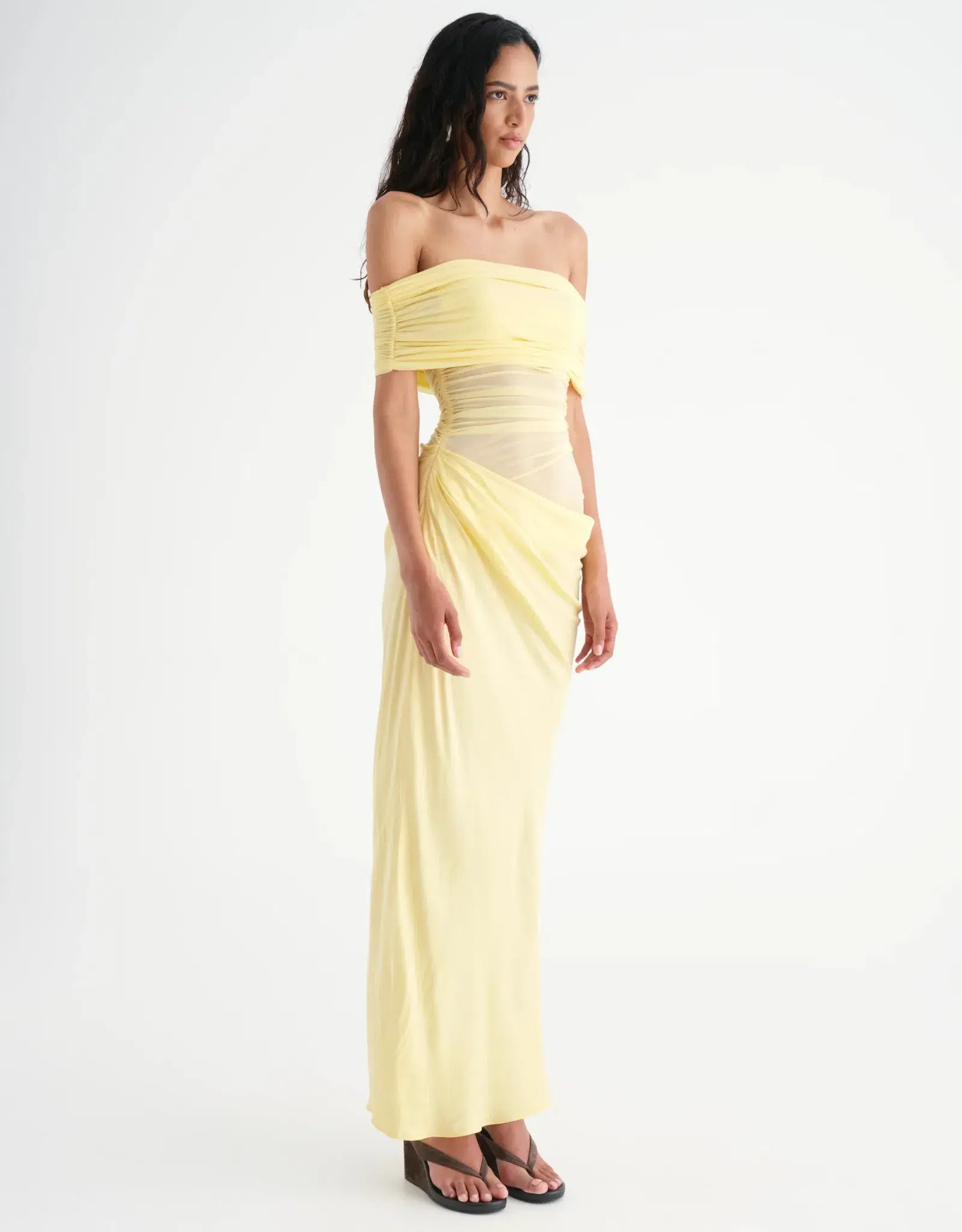 Benni Nico Off Shoulder Maxi Dress in Butter Size M / AU 10 - Image 2