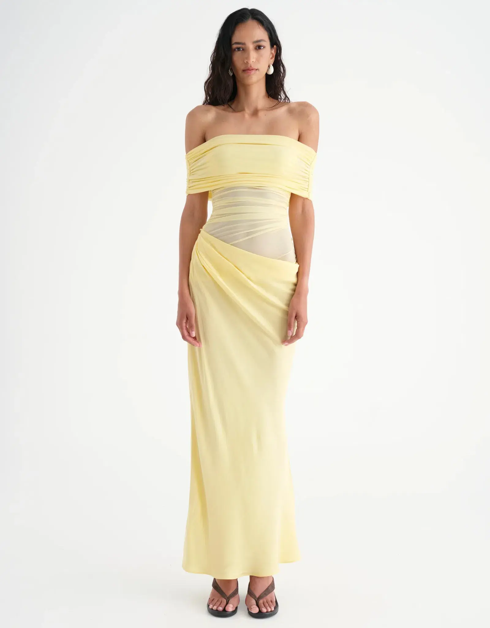 Benni Nico Off Shoulder Maxi Dress in Butter Size M / AU 10 - Image 1