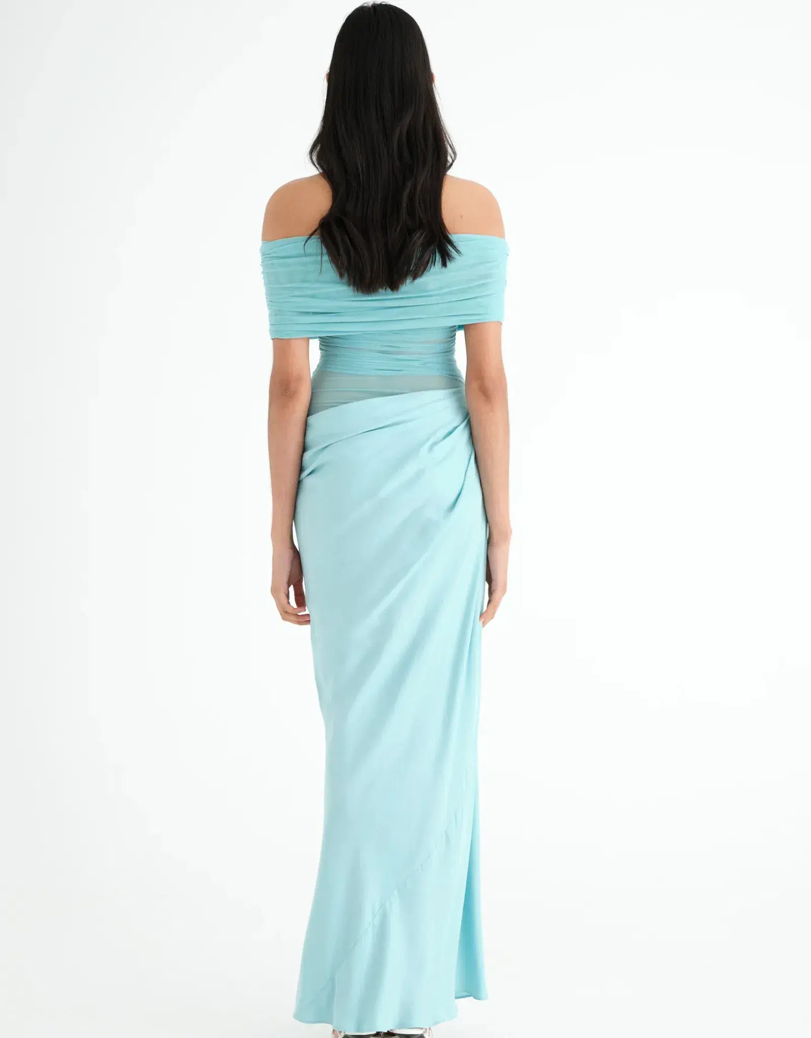 Benni Nico Off Shoulder Maxi Dress in Aquamarine Size S / AU 8 - Image 3