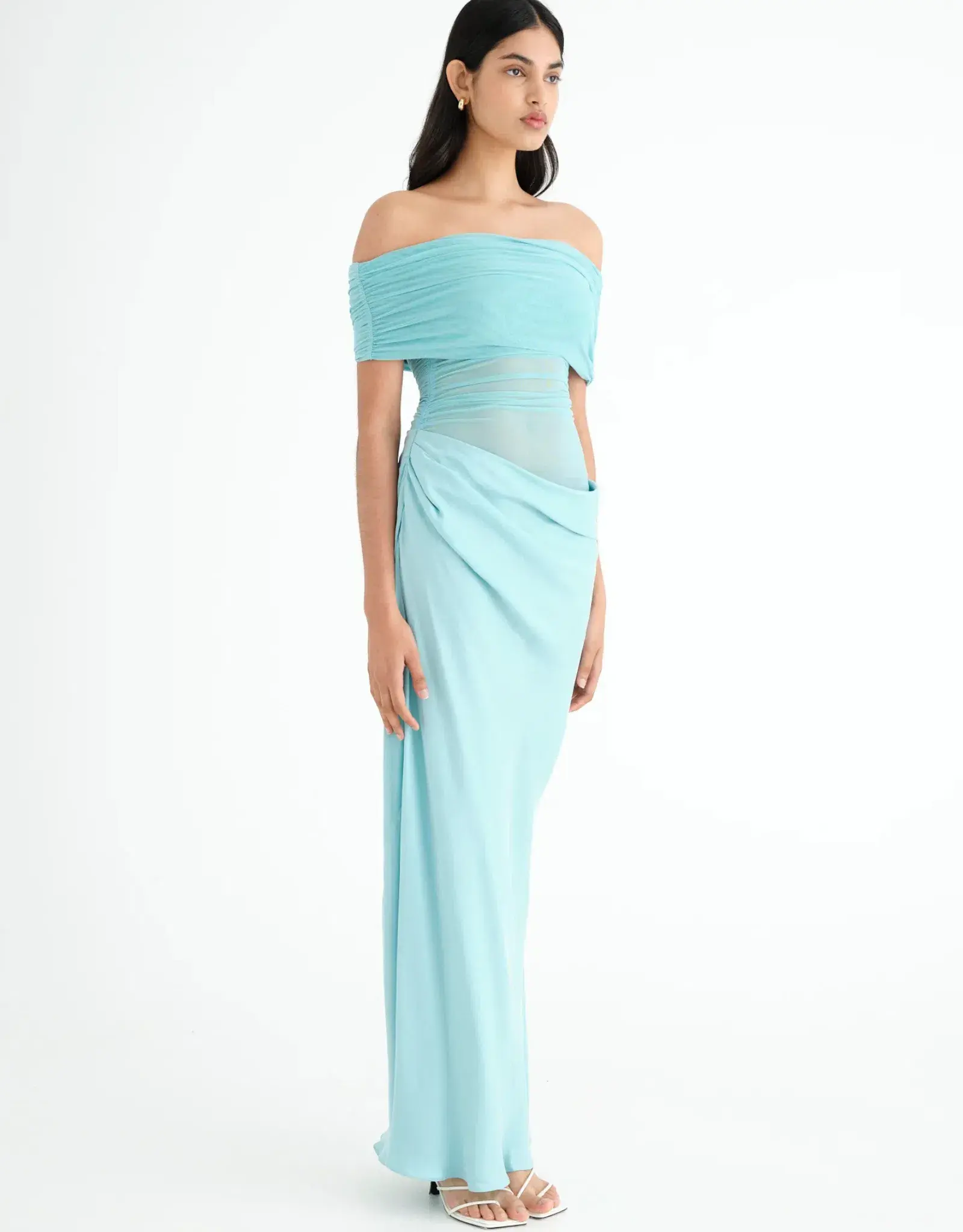 Benni Nico Off Shoulder Maxi Dress in Aquamarine Size S / AU 8 - Image 2